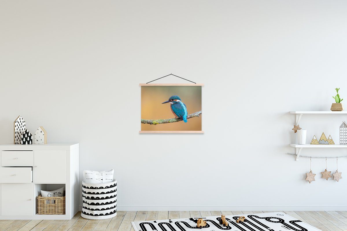 MuchoWow Poster Vogel - Eisvogel - Tiere - Zweig, (1 St), Posterleiste, Textilposter für Wohnzimmer, Bilderleiste, Magnetisch
