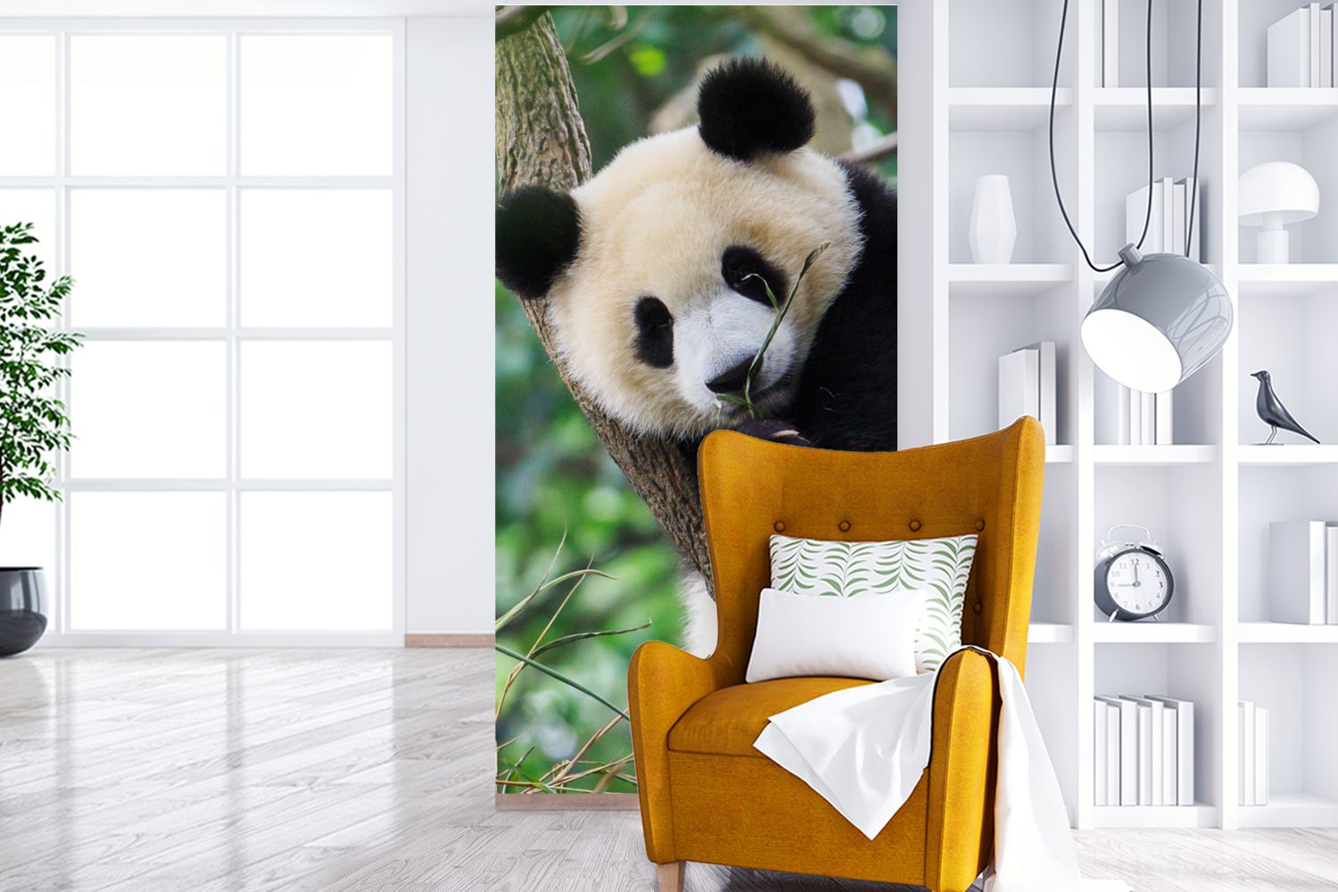 MuchoWow Fototapete Panda - Tiere für bedruckt, Matt, St), Schlafzimmer - Dschungel Natur, Vliestapete Fototapete - Wohnzimmer Küche, (2