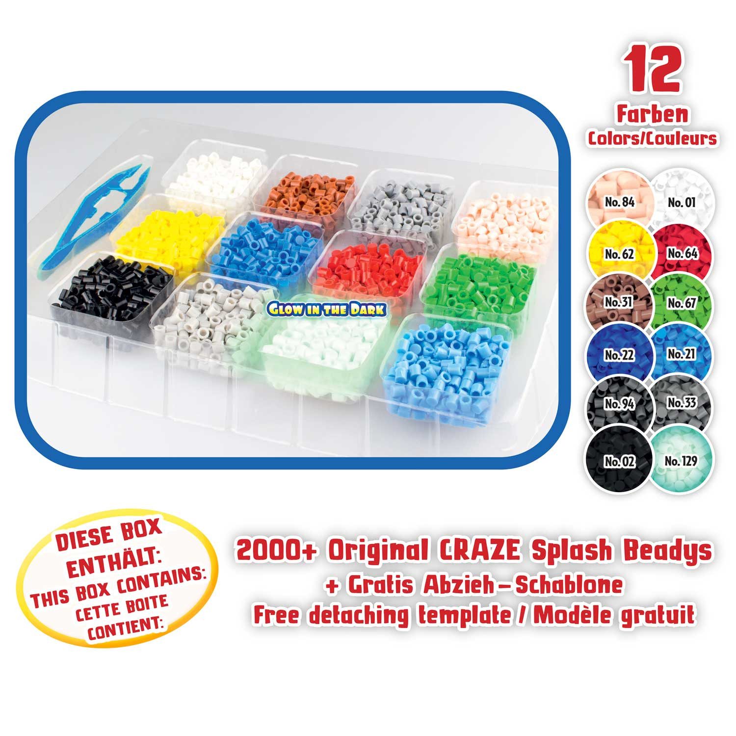 CRAZE Bastelperlen Splash Beadys Bastelset Nachfüll-Box Steckperlen Wasserperlen, (Nachfüllset Steck-Perlen), Ohne Büglen - Wasser genügt