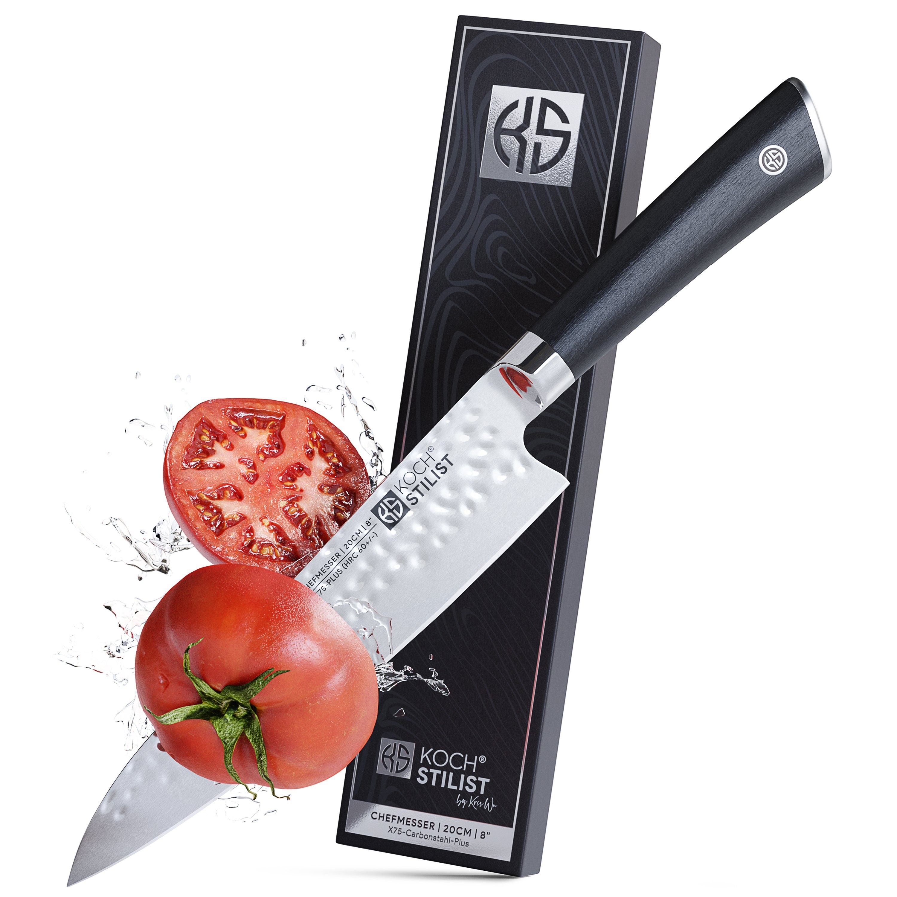 KOCHSTILIST by Kris Wu Поварские ножи extra scharf, 20 cm, groß - Chefmesser, Кухонные ножи, Messer, Santoku, X75-Carbonstahl-Plus (rostfrei)