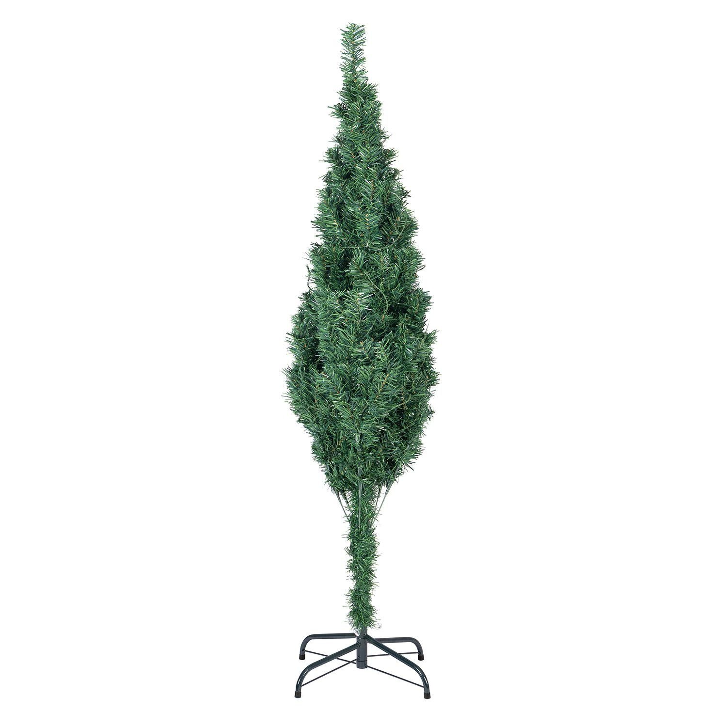 Juskys Künstlicher mit Metall-Ständer Weihnachtsbaum, inkl. LED-Lichtkette, platzsparend, langlebig und Weihnachtsbaum