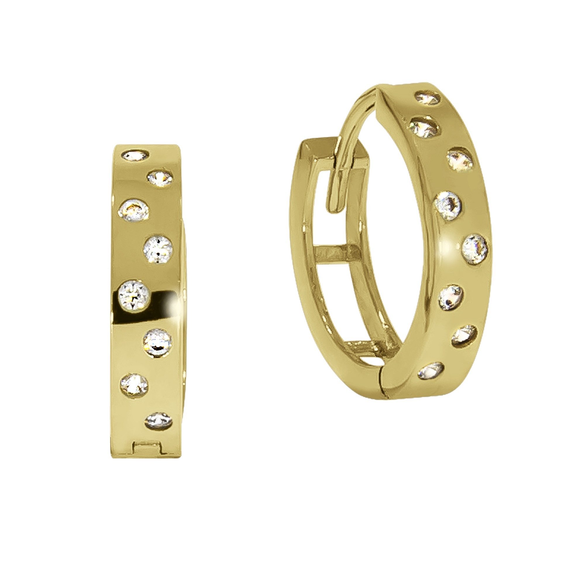 Paar Creolen 375/- Gelbgold Zirkonia