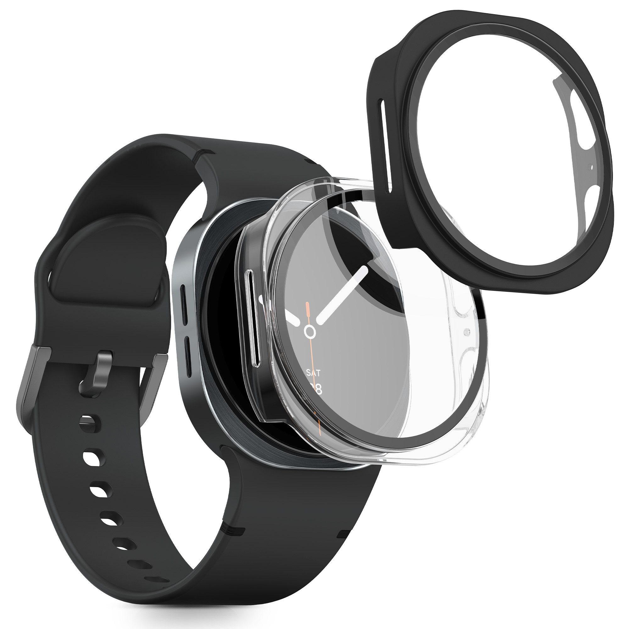 kwmobile Smartwatch-Hülle 2x Glas Hülle für Samsung Galaxy Watch 8 (40mm), Schutzhülle Fullbody Fitnesstracker Case Set aus Glas