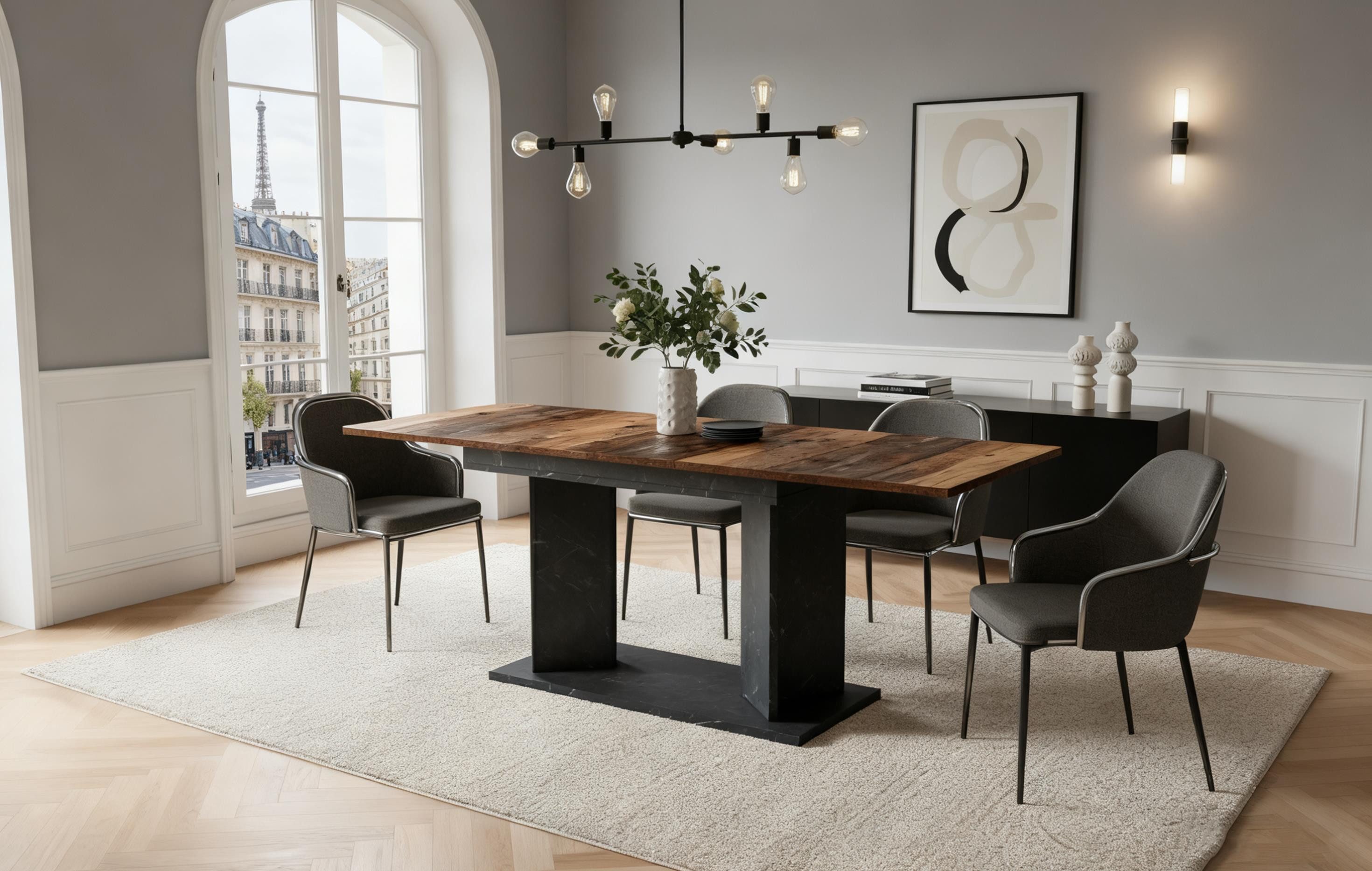 B&D home Esstisch Ausziehtisch MARA, Metallgestell oder Holzgestell, ausziehbar 120-160cm, 4-6 Personen
