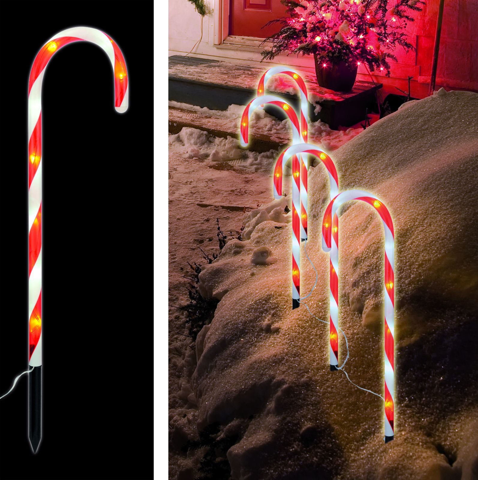 Haushalt International LED Gartenleuchte 4er LED Zuckerstangen Gartenstecker