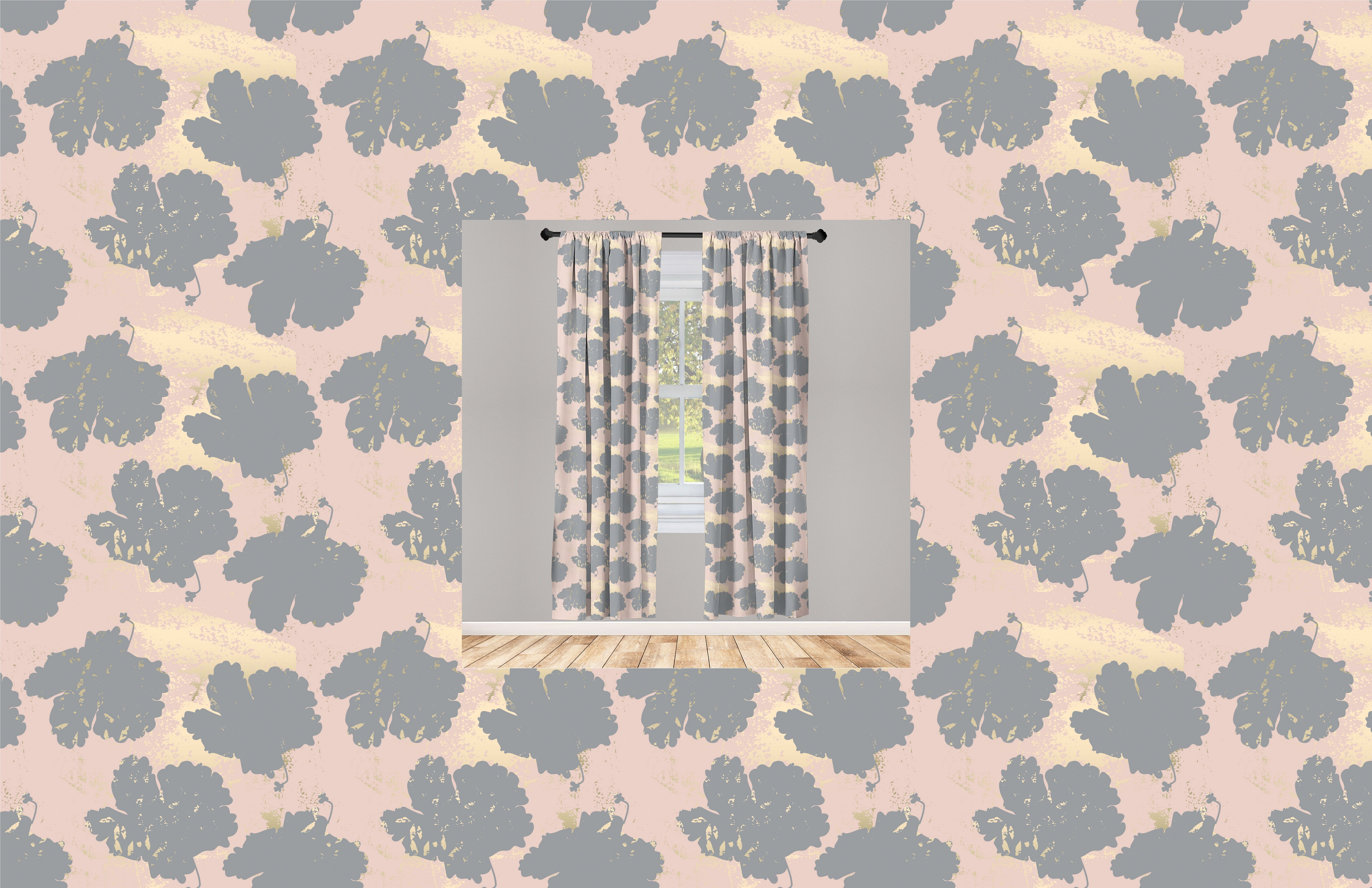Vorhang Kunst Gardine Dekor, Grunge Schlafzimmer Microfaser, für Abstrakt Marble Abakuhaus, Wohnzimmer Leaves