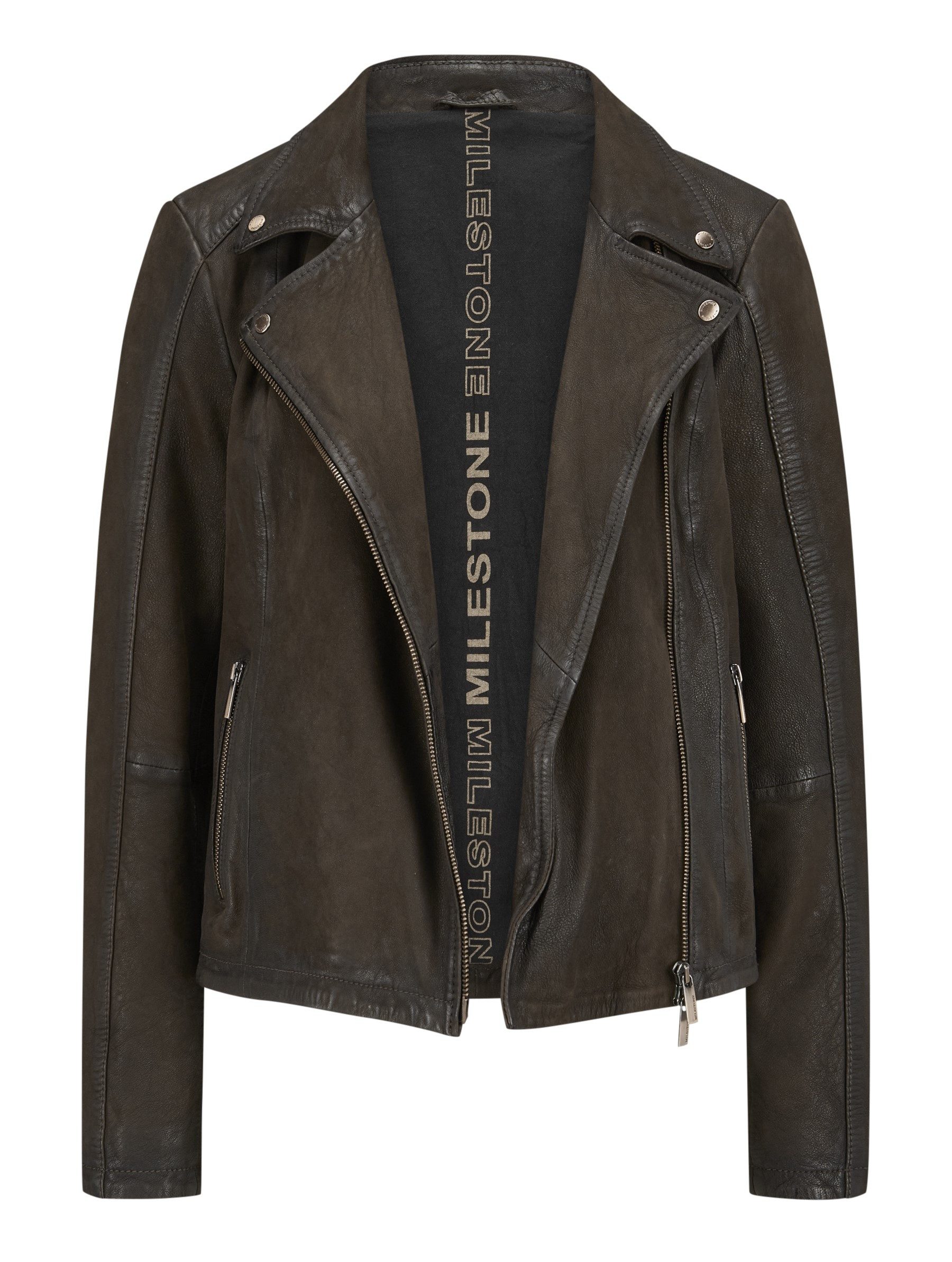 Milestone Lederjacke MSStellar aus Nubuk Leder im Biker-Look günstig online kaufen