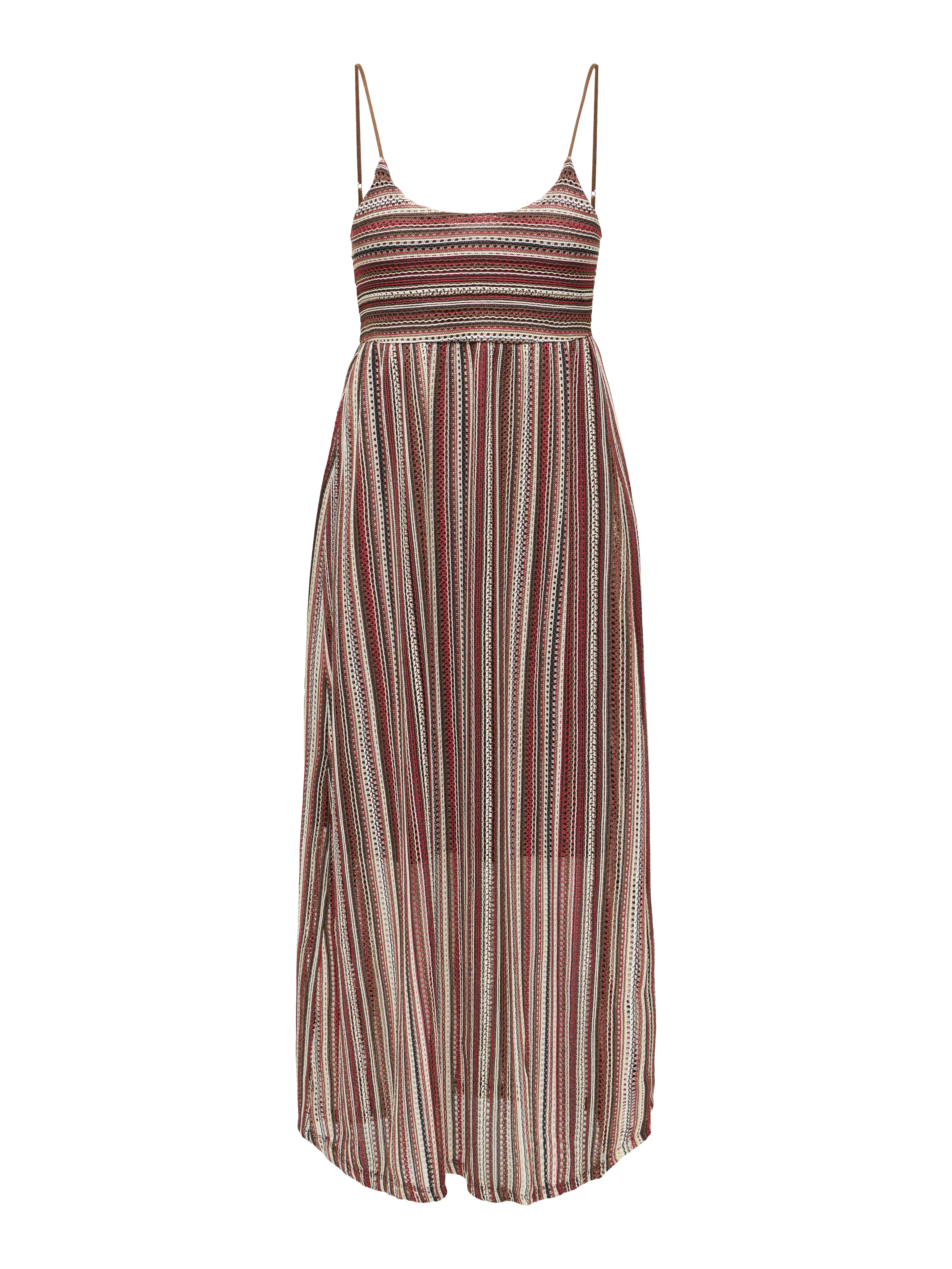 ONLY Spaghettikleid ONLSANDY LONG DRESS JRS Materialmix, regular fit, V-Ausschnitt