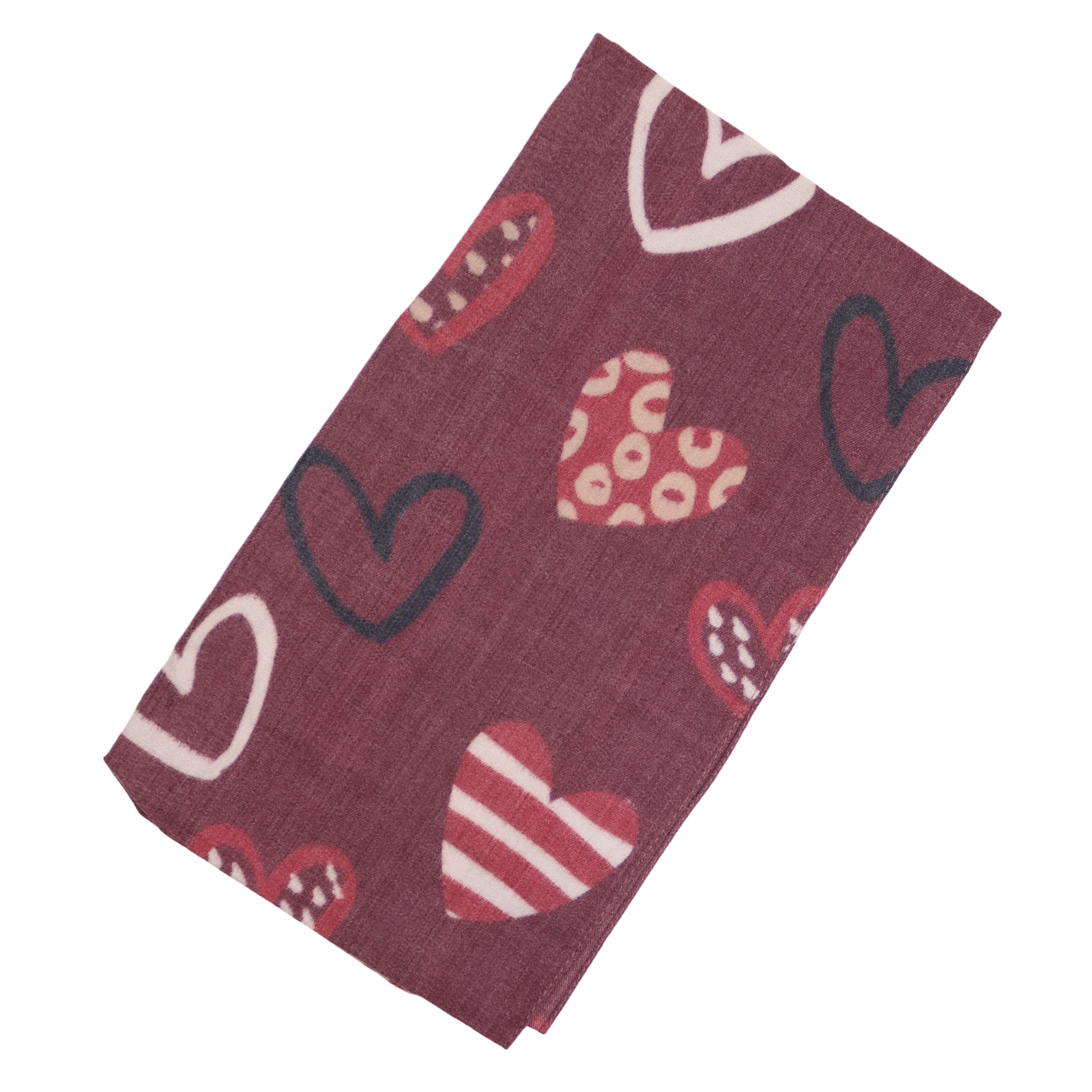 MIRROSI Loop Damen Loopschal 100% Viskose, etwas dickerer Stoff, (ca. 160x40cm zweimal um den hals wickelbar, Neue Kollektion Herbst/Winter 2026), weicher Rundschal mit Herzmuster ideal für Herbst/Winter