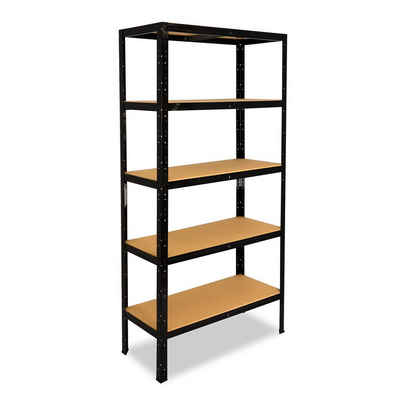 shelfplaza Schwerlastregal BLACK, 180x30x60cm, Metallregal schwarz mit 5 Böden je 175kg Tragkraft, Steckregal als Lagerregal, Büroregal & Lastenregal, Regal Metall schwarz