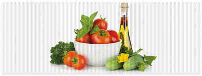 Schaum-Badematte Frische Salatzutaten mit Kräuter-Öl - Tomaten, Gurke, Petersilie Wallario, Höhe 5.5 mm, rutschhemmend, geeignet für Fußbodenheizungen, Polymer-Schaum, rechteckig
