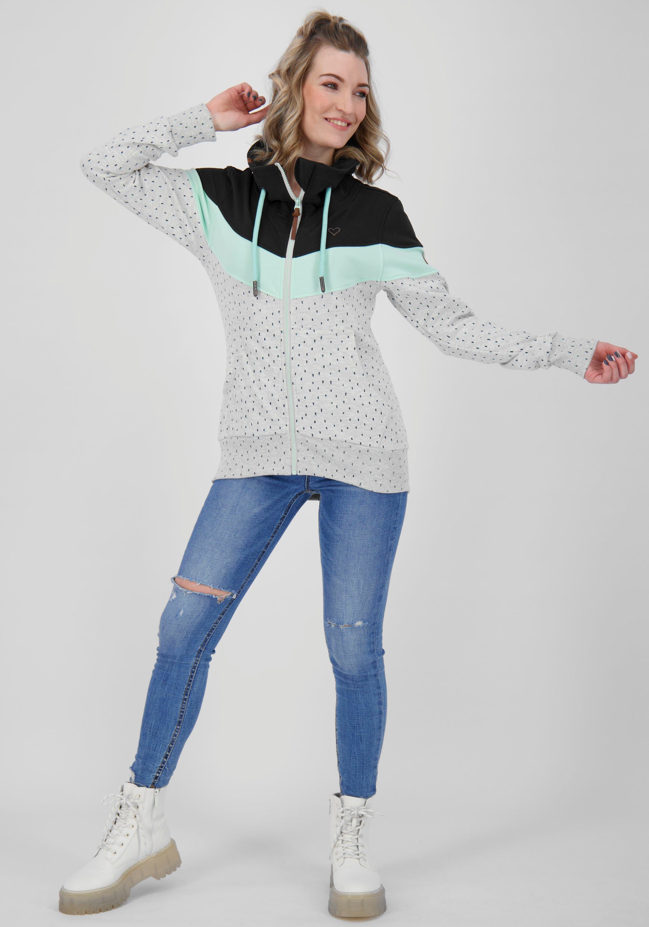 Sweatshirt Stehkragen und hohem & Kickin mit Kontrastdetails Alife B ValinaAK sportive Sweatjacke aqua