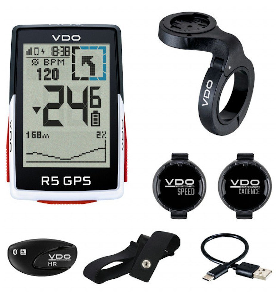 SIGMA SPORT Fahrradcomputer VDO R5 GPS Top Mount Set Fahrradtacho Biketacho Radcomputer