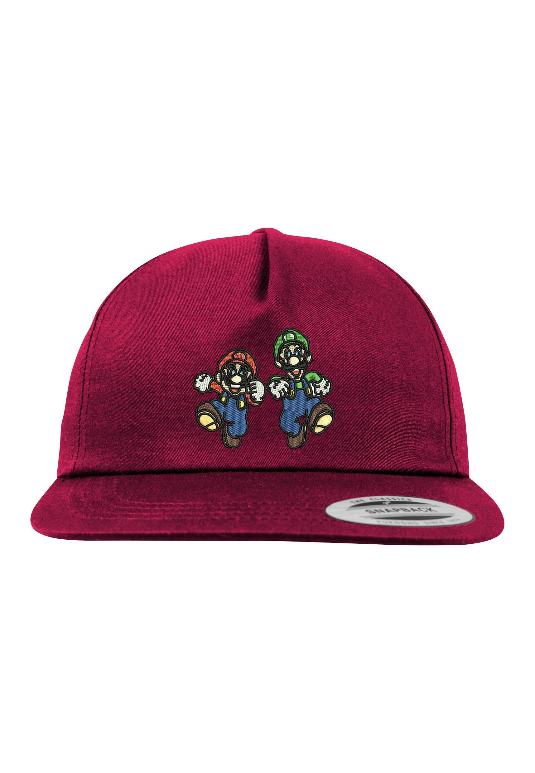 Youth Designz Baseball Cap Mario & Luigi Unisex Snapback Cap mit modischer Logo Stickerei Burgundy