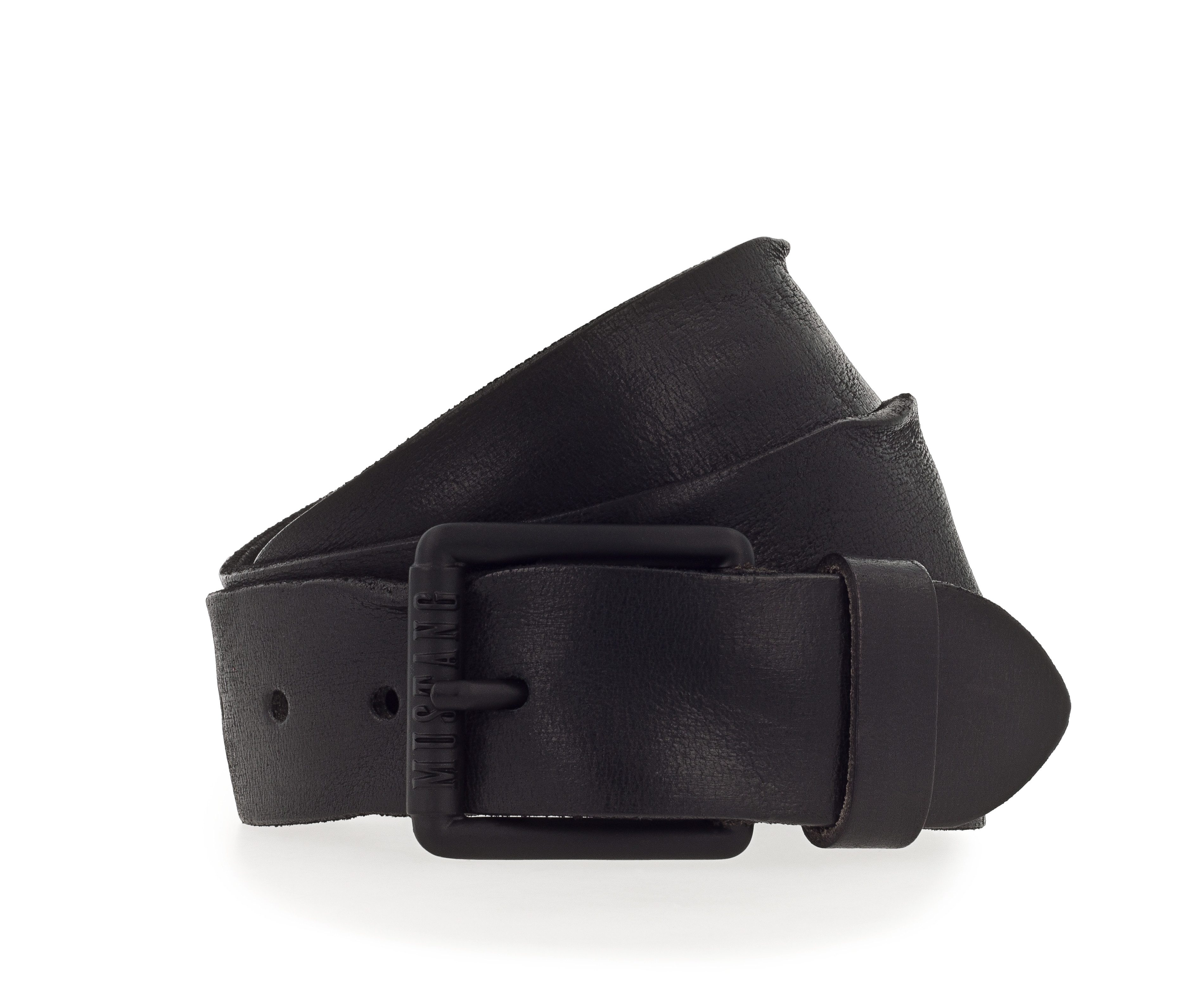 MUSTANG Ledergürtel Vollrindleder in Used-Optik, geschwärzte Schnalle, 4 cm günstig online kaufen