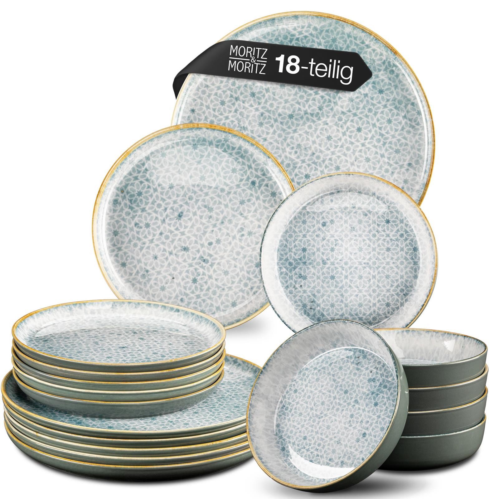 Moritz & Moritz Tafelservice Moritz & Moritz TERRA 18tlg. Geschirrset blau (18-tlg), 6 Personen, Porzellan, Kombigeschirr für 6 Personen. Reduzierter Preis € 59,99. Unverbindliche Preisempfehlung € 119,99, (€ 3,33 pro 1 Stk)