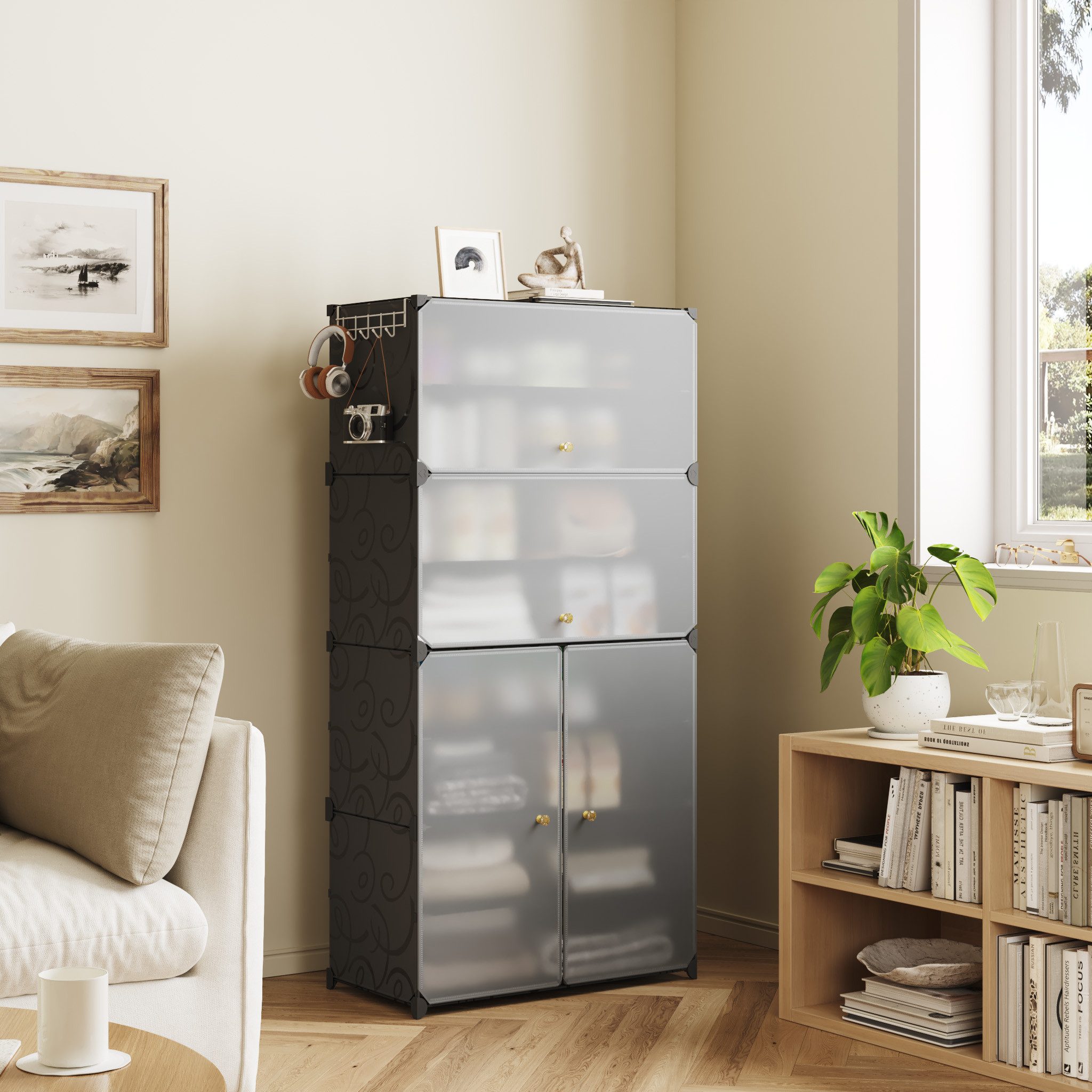 Mondeer Schuhregal Schuhschrank, mit Tür, Kunststoff, Platzsparend, 8 Ebene günstig online kaufen