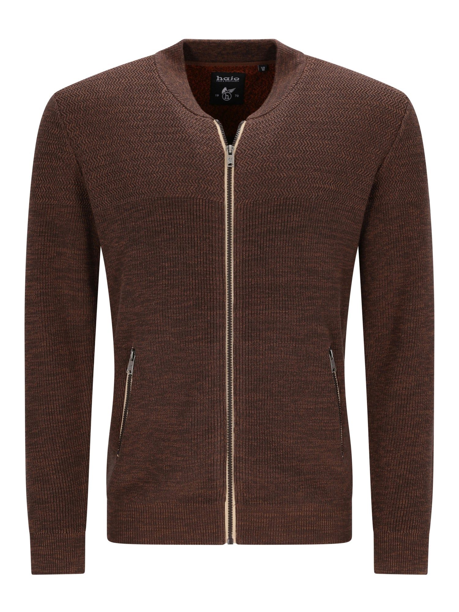 Hajo Strickjacke Strickjacke mit Blousonkragen in Strukturmix