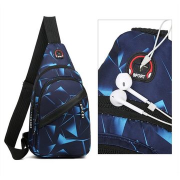 SHG Cityrucksack ☼ Freizeitrucksack Brustasche Crossbody Schultertasche (Farbe Blau), Festival Freizeit Reise Sport Arbeit Schule Uni Konzerte