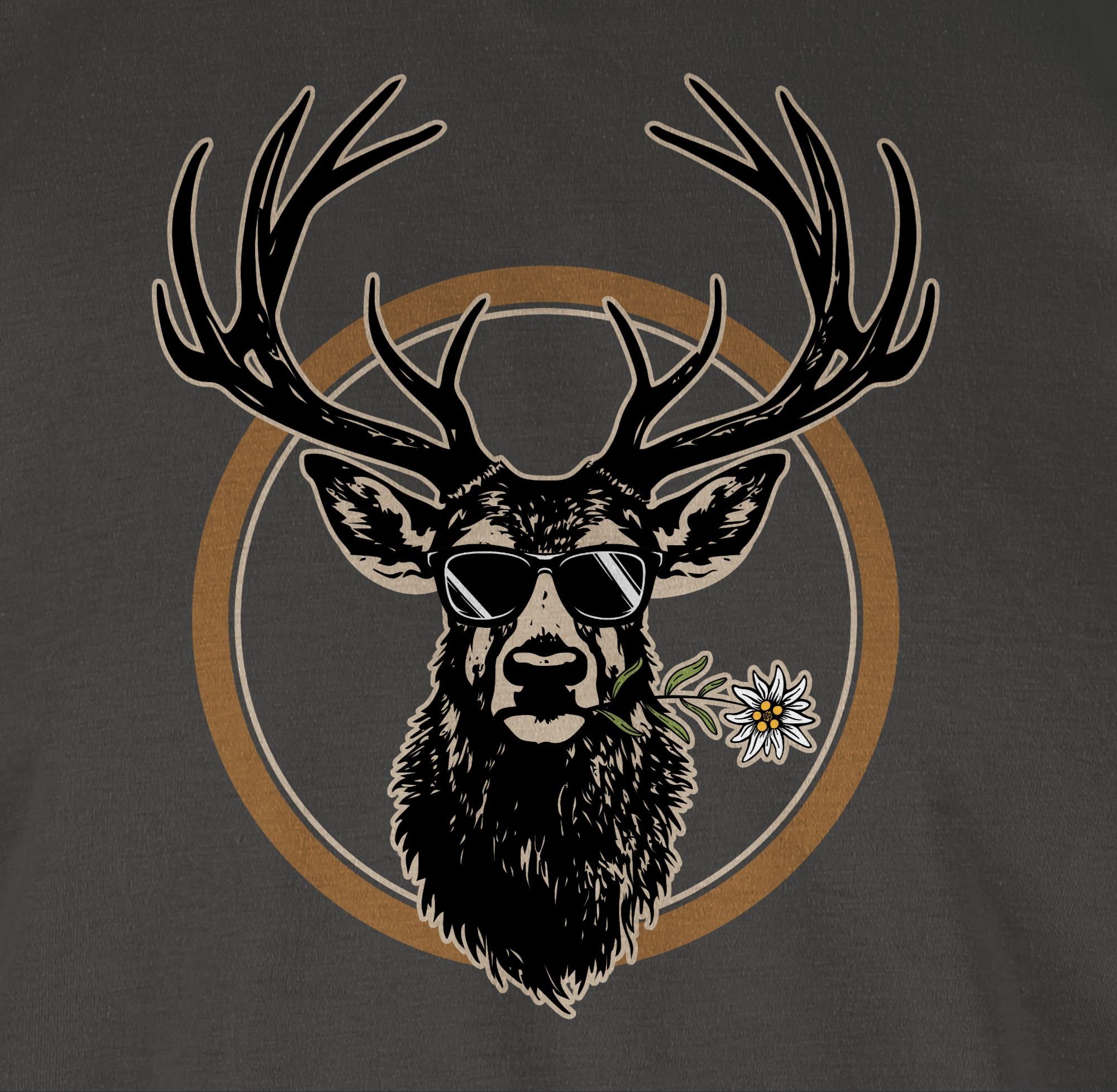 Hirschgeweih Mode Dunkelgrau 01 Shirtracer Cooler Hirsch für Jäger Oktoberfest Herren T-Shirt