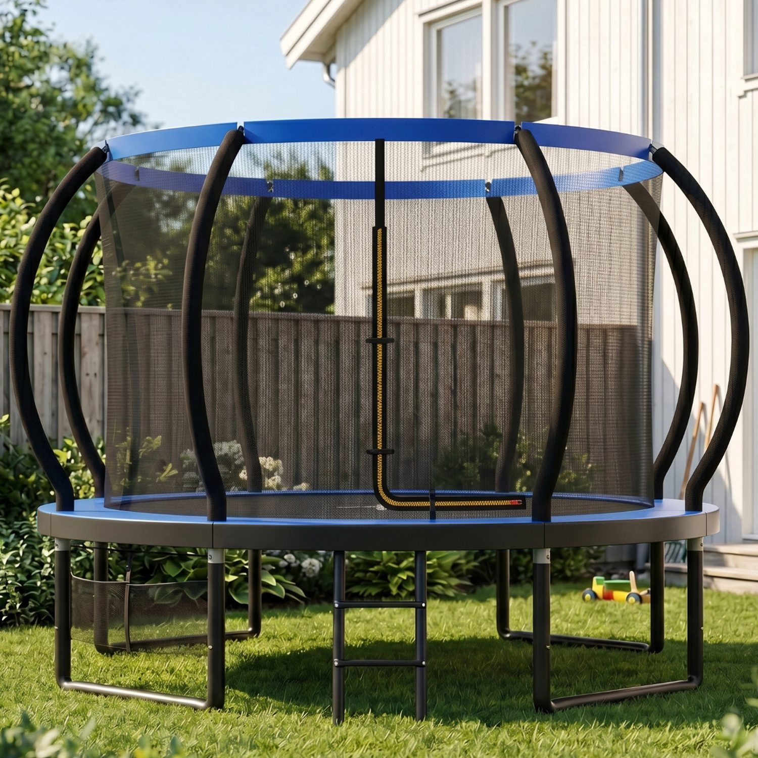 HOMALL Gartentrampolin Trampolin,Kindertrampolin mit Sicherheitsnetz und Leiter, Ø 228 cm, Ø305/366/427cm,gepolstertes Gestell,150kg,Schutzranabdeckung
