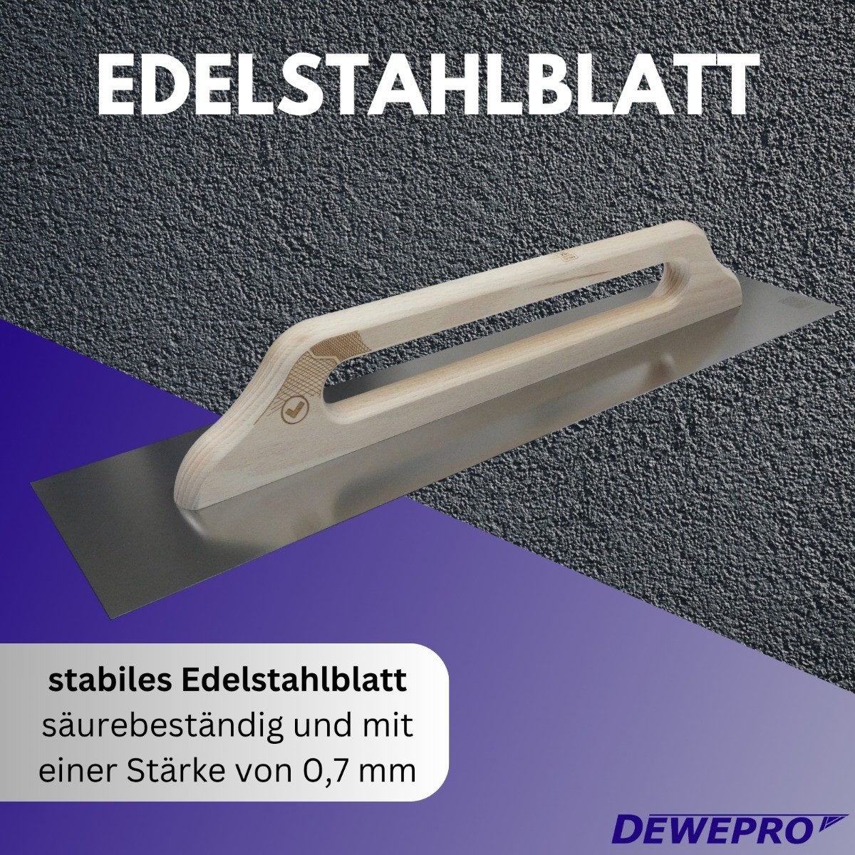DEWEPRO Glättekelle DEWEPRO Schweizer Glättekelle - Aufziehglätter - Edelstahl 680x130mm