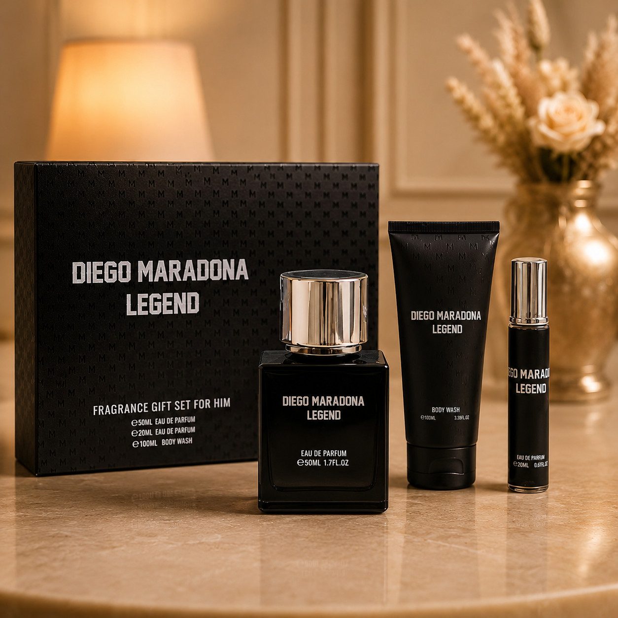 MARADONA Eau de Parfum MARADONA LEGEND Herren Geschenkset Fruchtig Würzig Holzig, 3-tlg., Luxurious Herrenduftset, Premium, langanhaltend, Hergestellt in UK