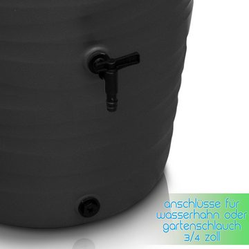 YourCasa Regentonne 240 Liter [Wave Design] Regenfass aus Kunststoff mit Wasserhahn, Bepflanzbar,240L,mit Wasserhahn