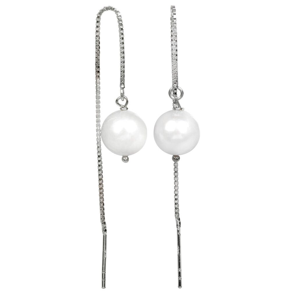 JwL Luxury Pearls Ohrring-Set Silver hook earrings with white pearl JL0204