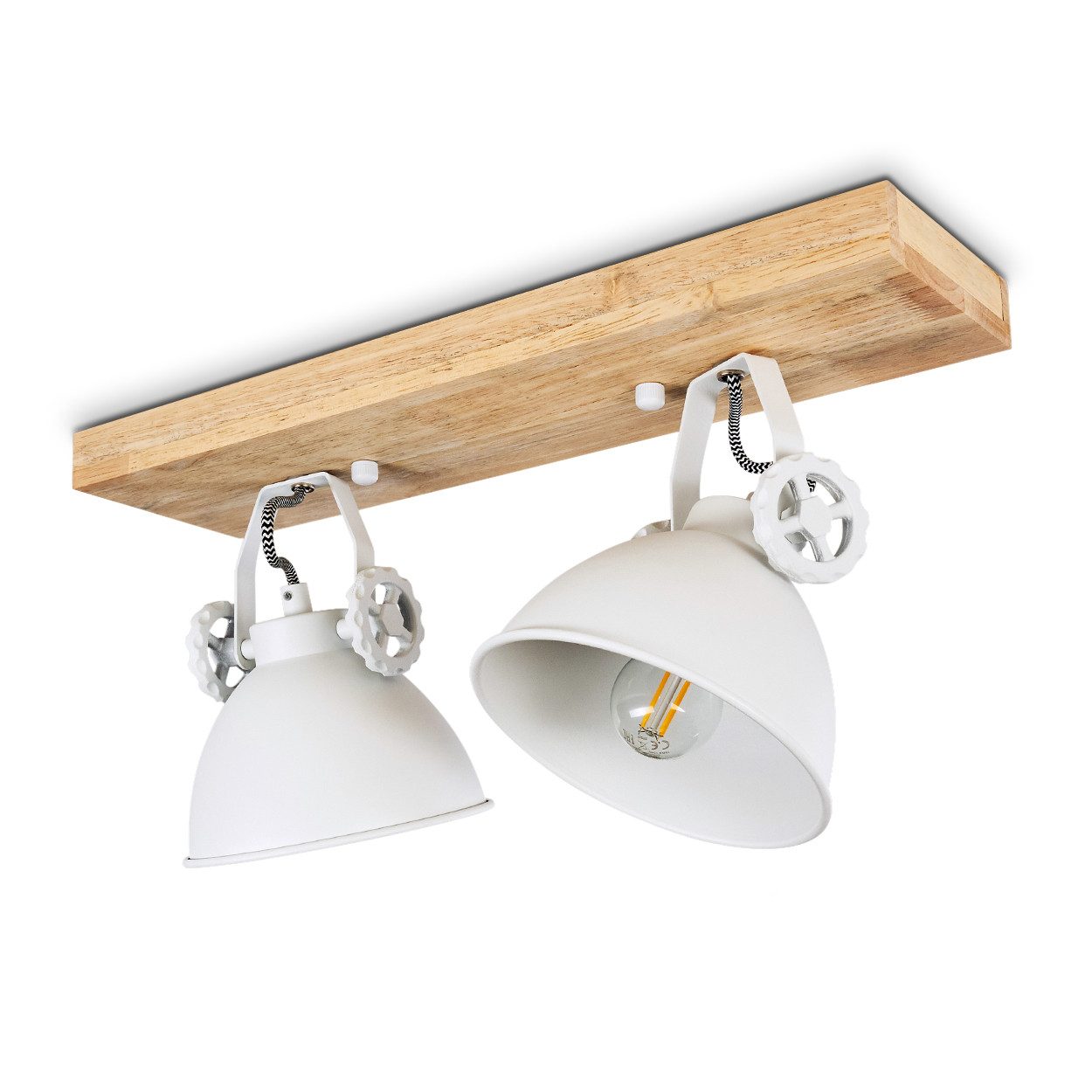 hofstein Deckenleuchte »Mot« Deckenlampe aus Metall/Holz in Weiß/Natur, ohn günstig online kaufen