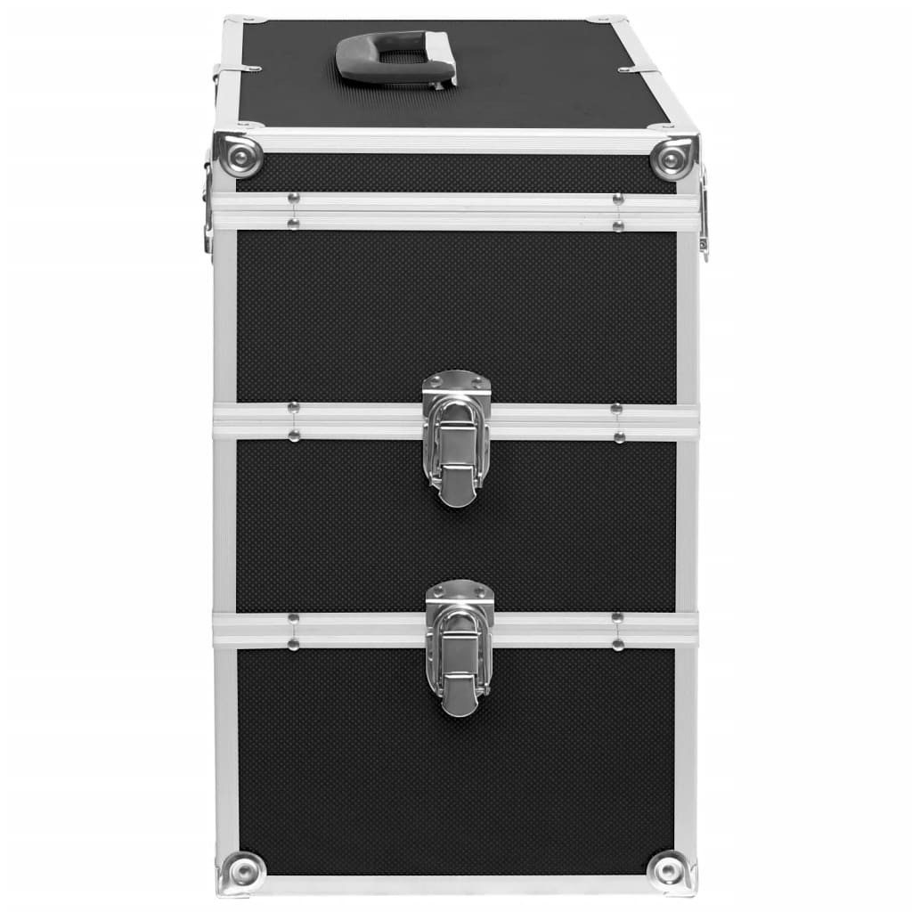 vidaXL Kosmetikkoffer Kosmetikkoffer 37x24x40 cm Schwarz Aluminium (1-tlg)