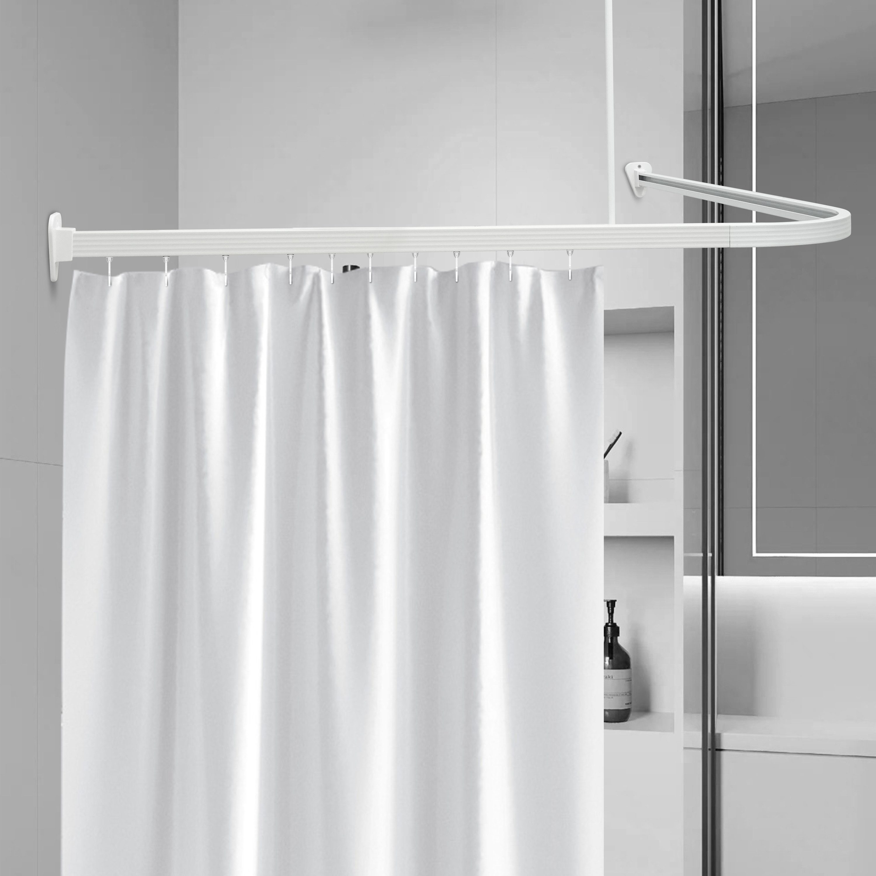 Euroshowers GmbH Duschvorhangstange Duschvorhangstange, Weiß, Duschvorhanghalterung aus, Aluminium