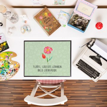 Mr. & Mrs. Panda Schreibtischunterlage Blume Hagebutte - Blattgrün - Geschenk, Frühlings Deko, Schreibtischa, (1 tlg)