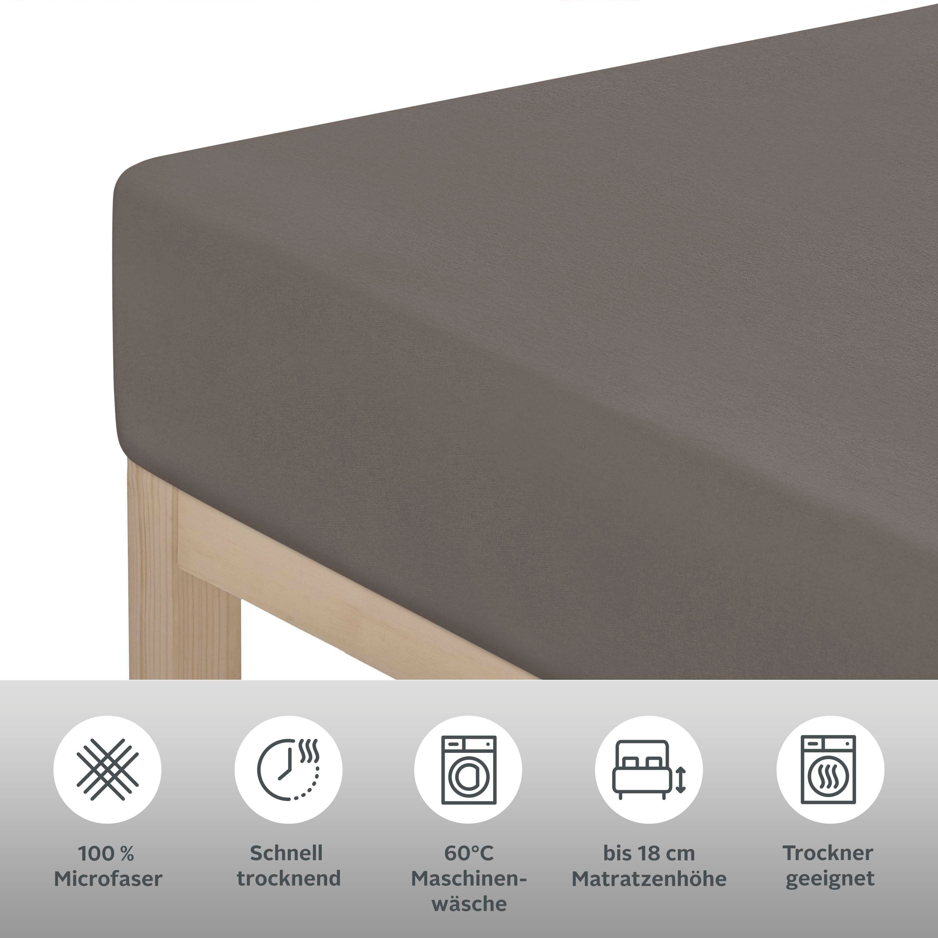 OTTO home Spannbettlaken PAPRIKA, Microfaser-Jersey, Gummizug: rundum, (1 Stück), Bettlaken Laken in zwei Qualitäten: Fleece & Jersey, schnelltrocknend