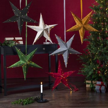 STAR TRADING LED Stern LED Papierstern Weihnachtsstern D: 60cm mit Drahtlichterkette schwarz, LED Classic, warmweiß (2100K bis 3000K)