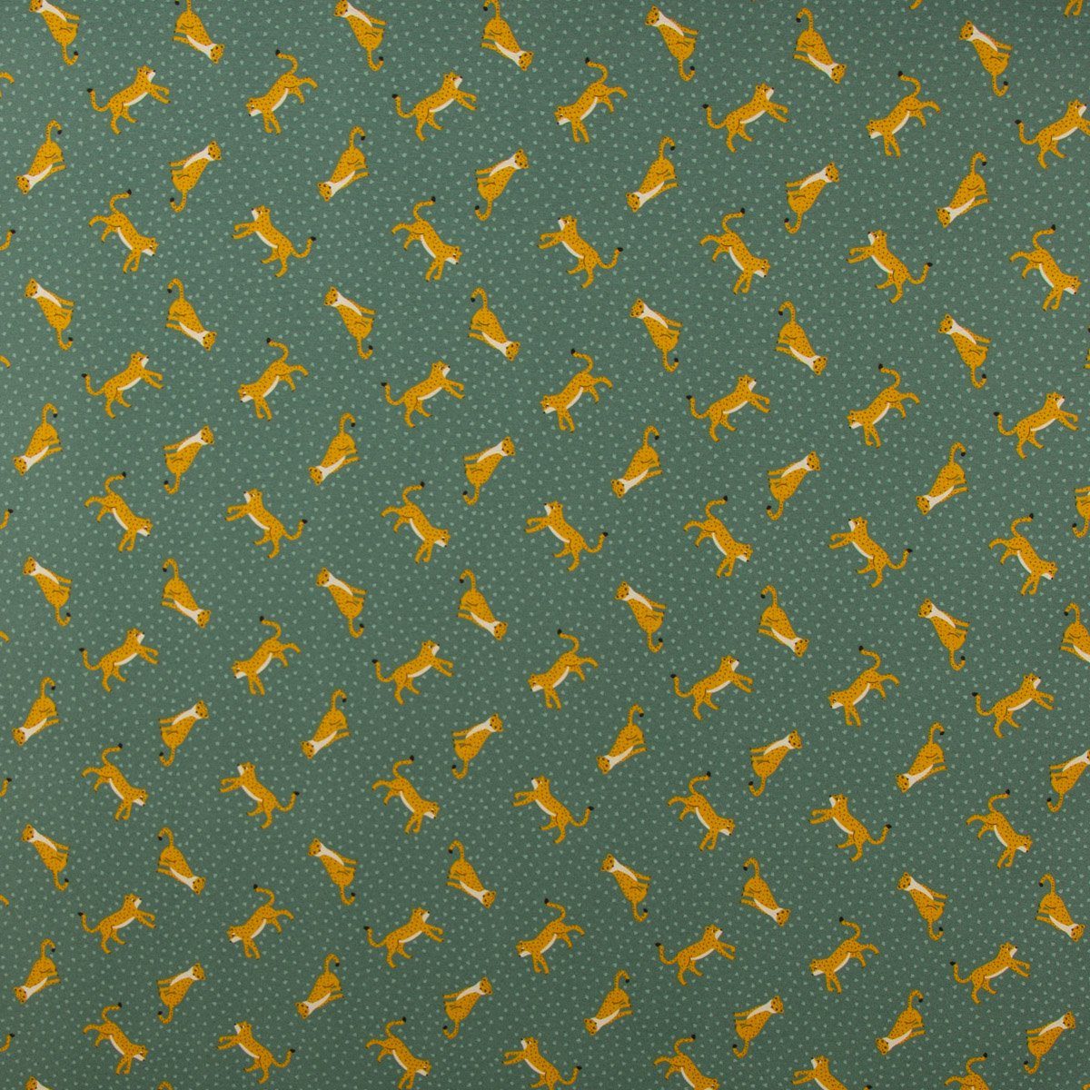 LEBEN., 245cm, Leopard man Punkte blickdicht, SCHÖNER (1 made Vorhang Vorhang LEBEN. handmade, Germany, grün vorgewaschen gelb Smokband St), in SCHÖNER Baumwolle,