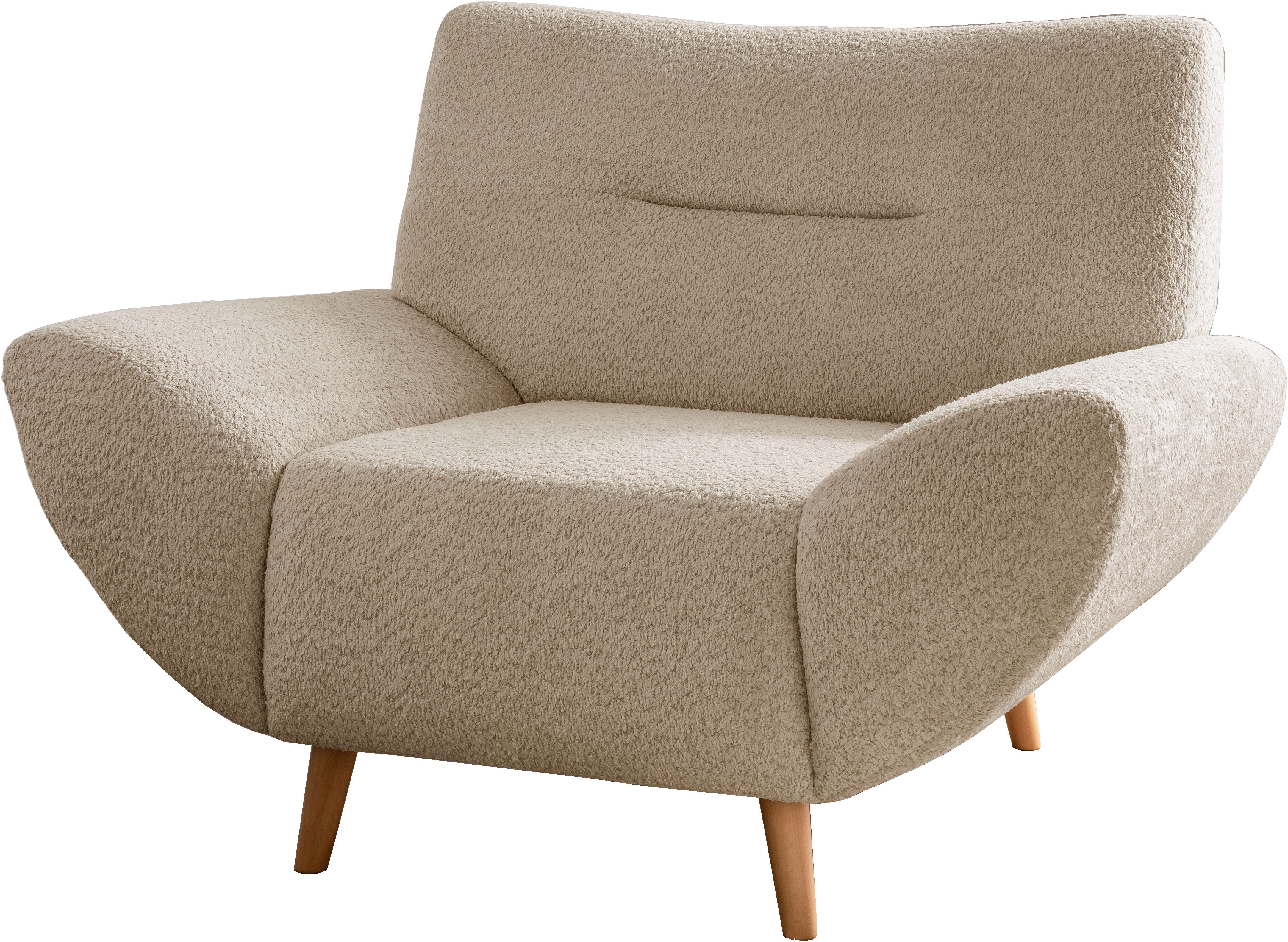 Home affaire Sessel Drago Wellenunterfederung, Holzfuß, Breite 111cm