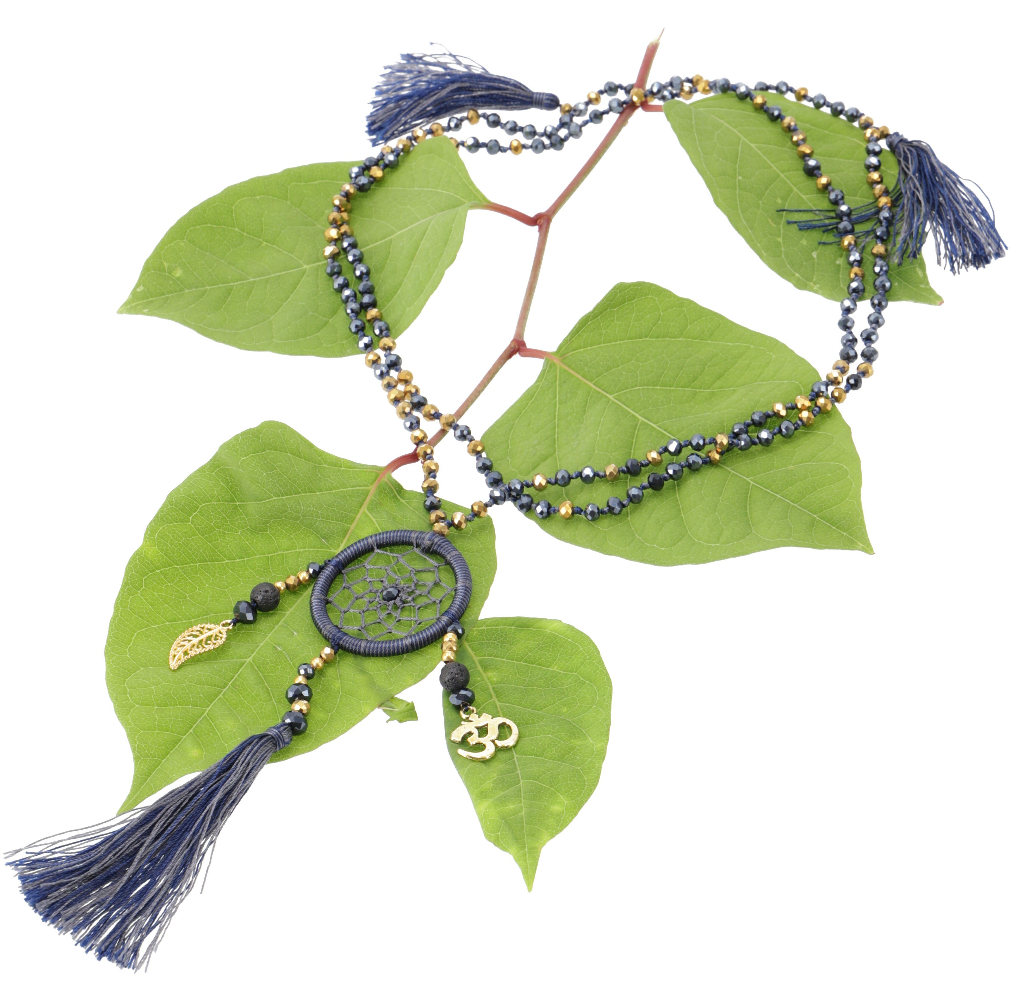 Guru-Shop Perlenkette Ethno Kette, Modeschmuck Kette Traumfänger -..