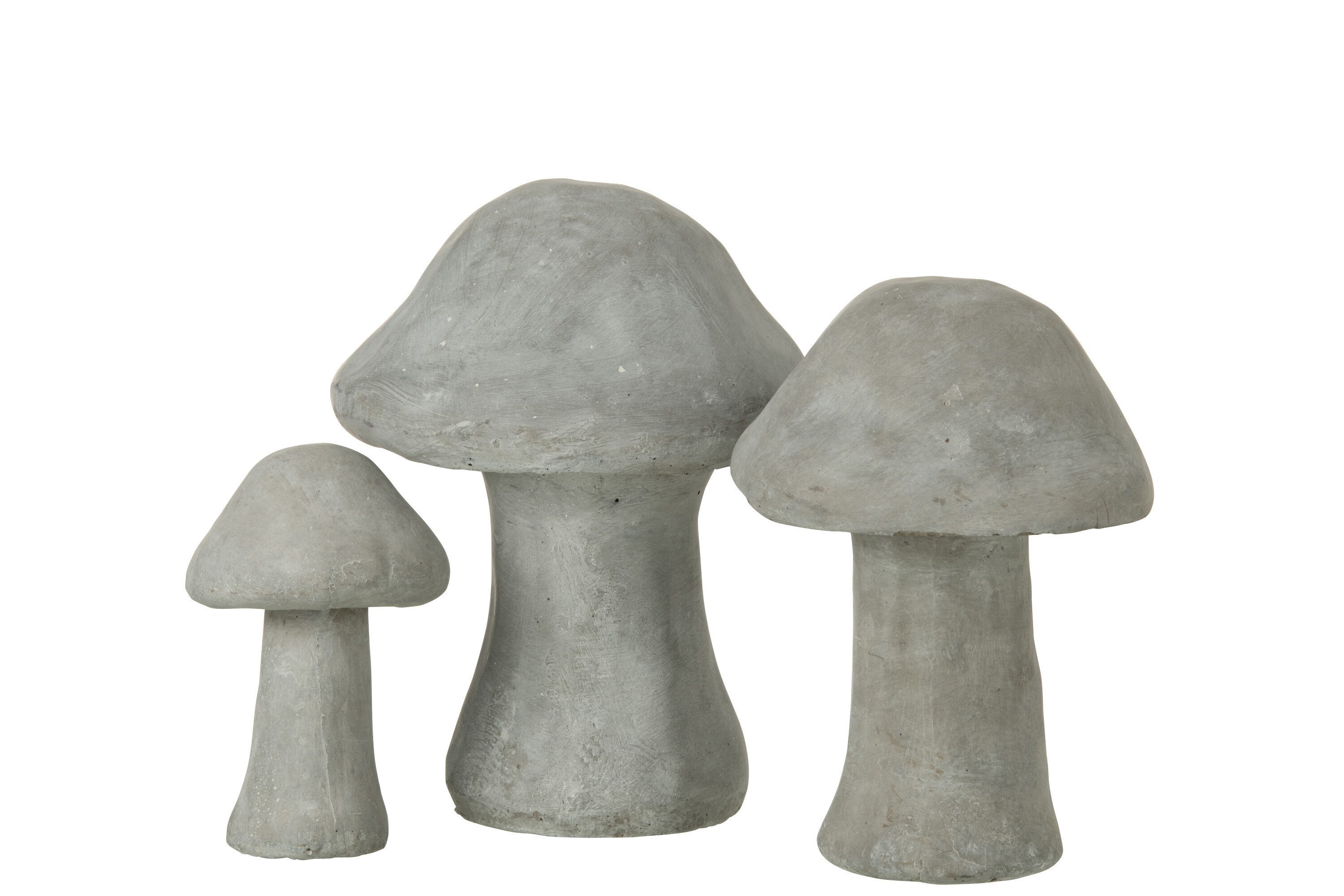 J-line Gartenfigur Figuren Pilz, Zement, Grau, 3 Stück im Set