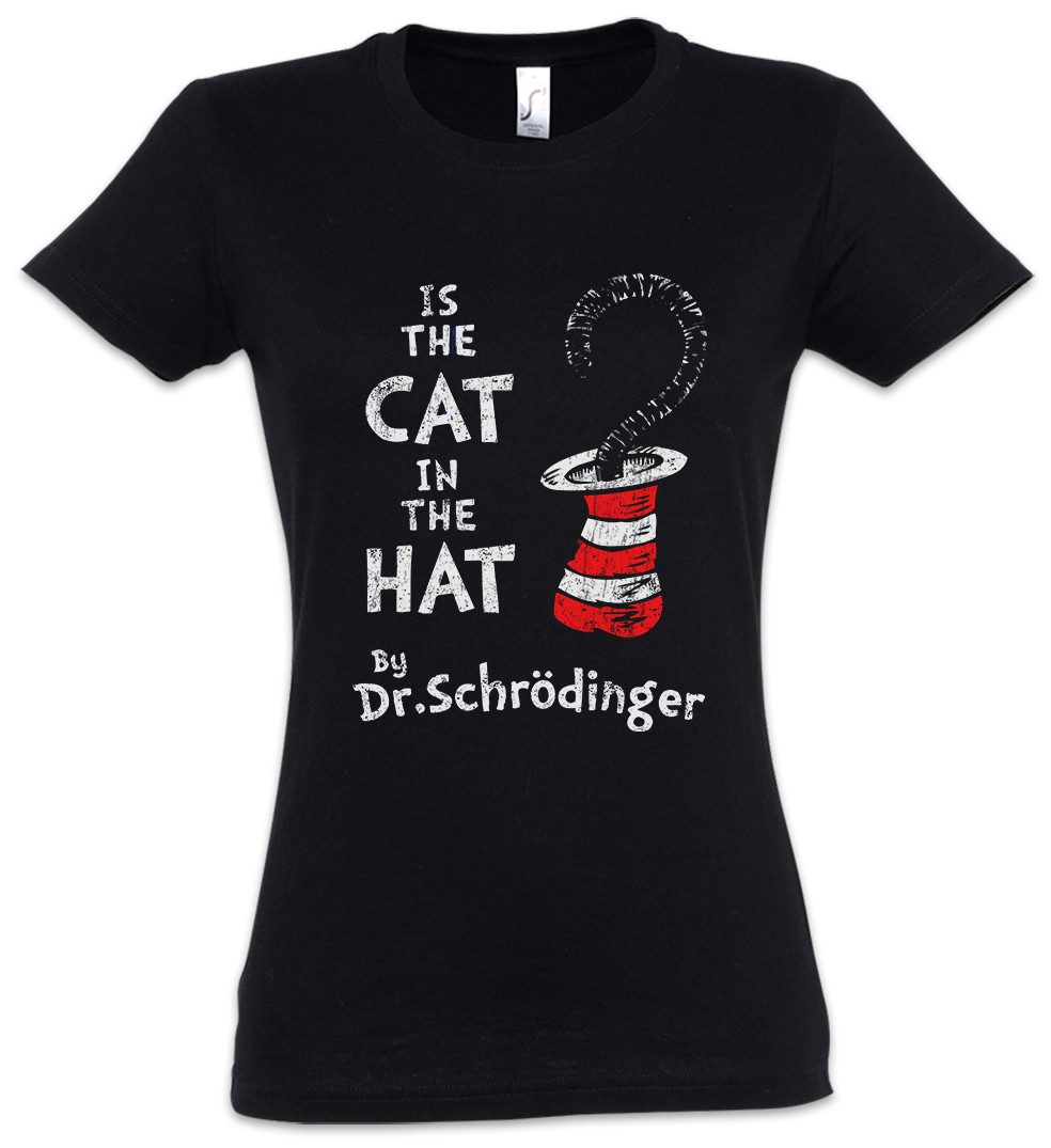 Print-Shirt Cat In The Hat Damen T-Shirt Schrödingers Schrodinger Schroedingers