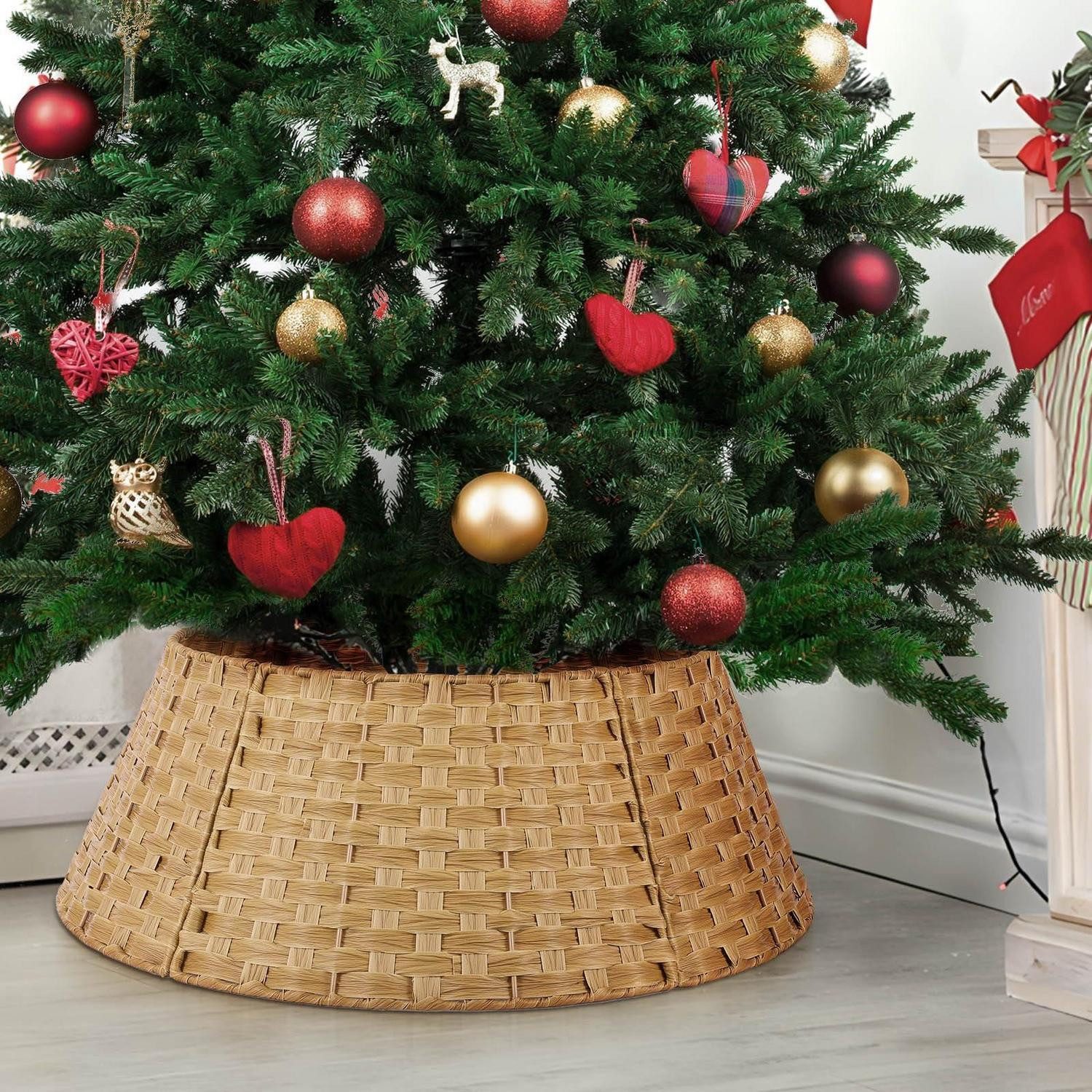 LuxusKollektion Weihnachtsbaumdecke Weihnachtsbaumrock Rattanoptik 2026