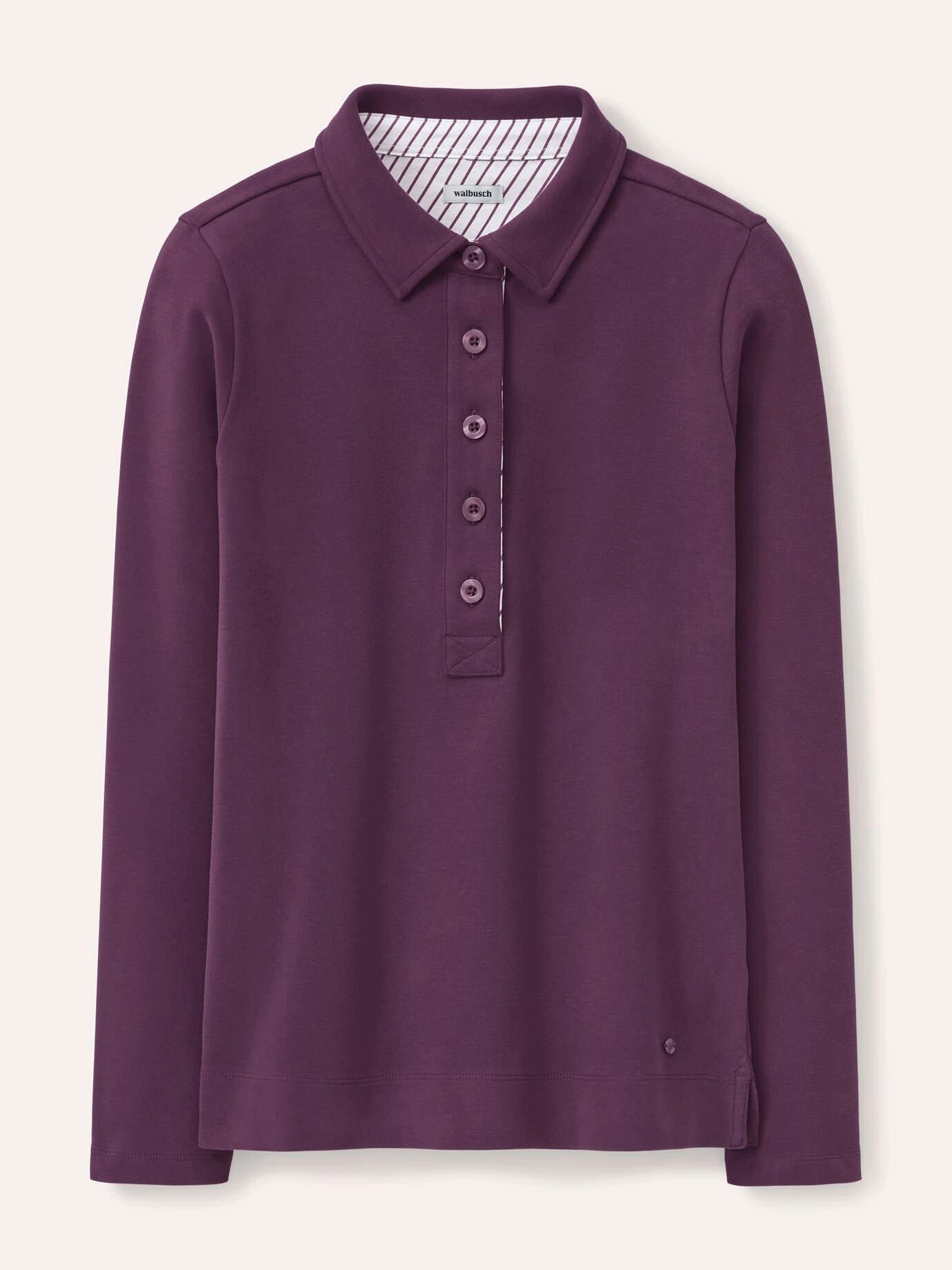 Walbusch Poloshirt Damen Poloshirt aus Baumwolle Polokragen Langarm, Polokragen