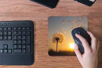 MuchoWow Mauspad Löwenzahn - Sonne - Sonnenuntergang (1-St), Gaming, Mousepad, Büro, 20x20 cm, Mausunterlage