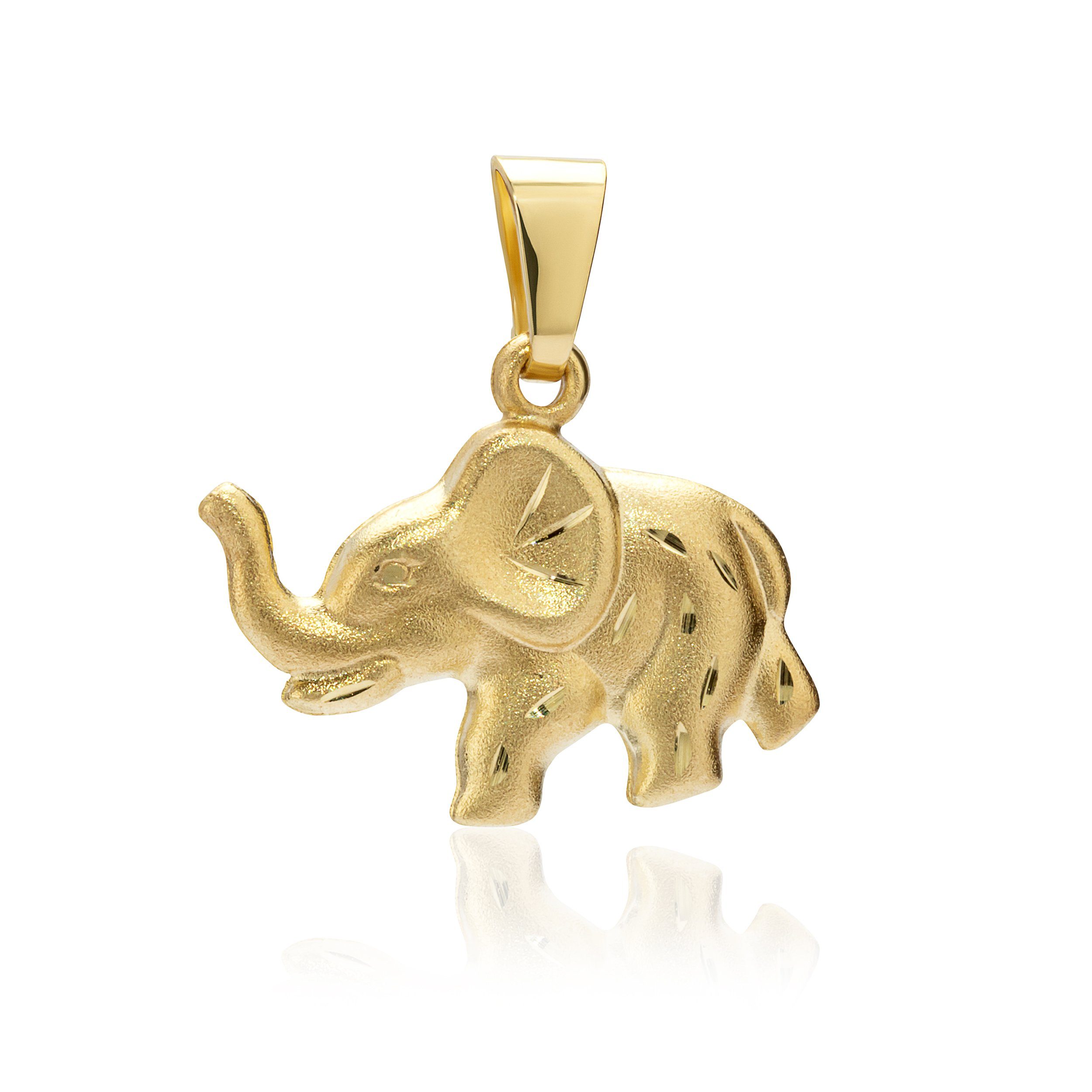 Kettenanhänger Kettenanhänger Elefant klein 333 Gelb Gold 15,5mm