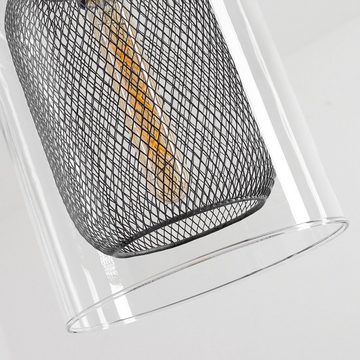 hofstein Pendelleuchte »Zago« 3-flammige Deckenlampe aus Metall in Schwarz/Grau, ohne Leuchtmittel, mit klaren Glasschirmen, Höhe verstellbar, Hängelampe mit E27