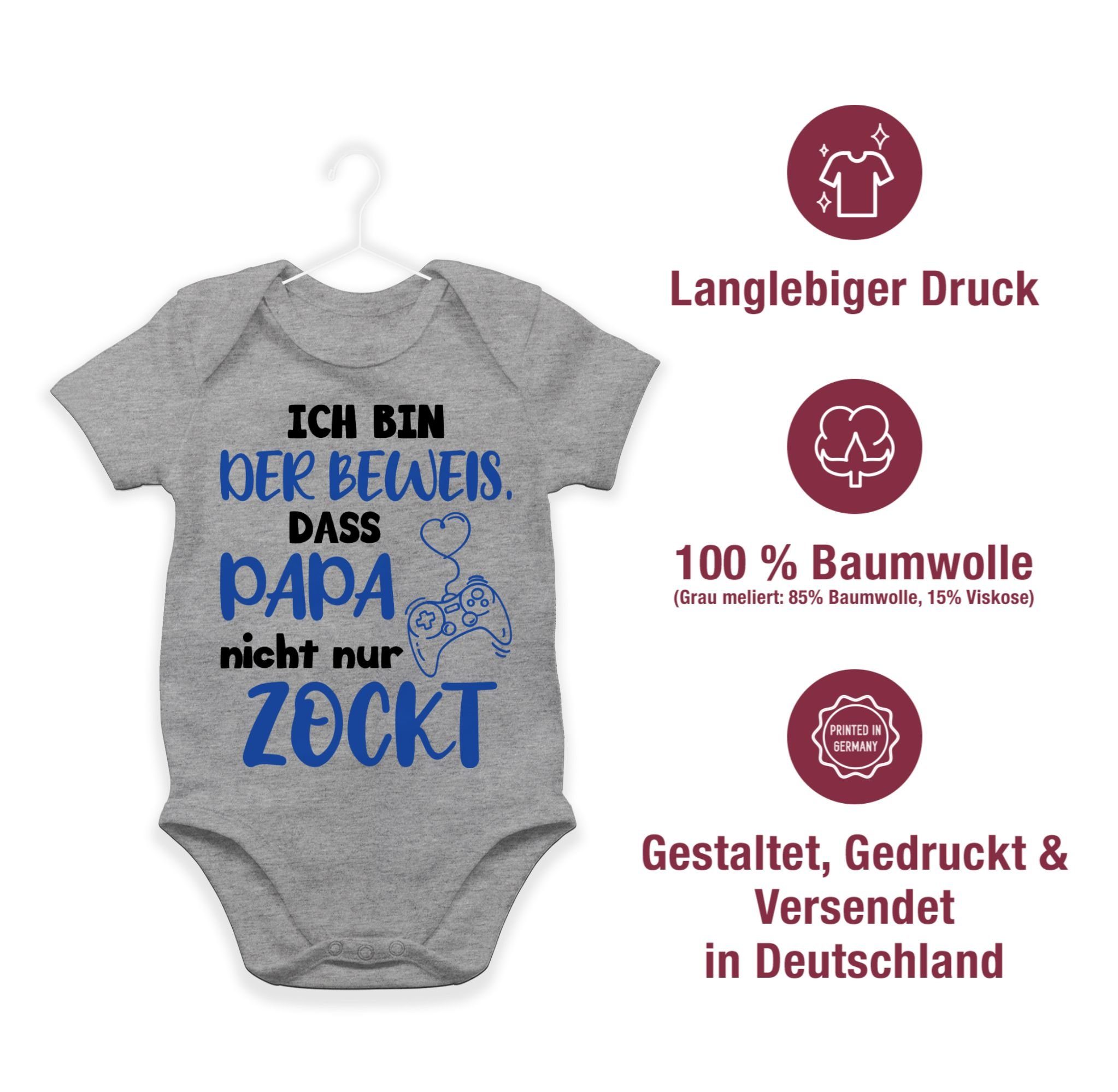 Beweis, dass nicht Papa nur Shirtracer bin Grau Ich der 2 Blau Vatertag Geschenk zockt meliert Baby Schwarz Shirtbody