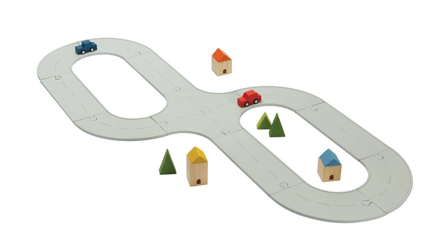 Plantoys Spielzeug-Auto Straßen und Schienen Set mittel