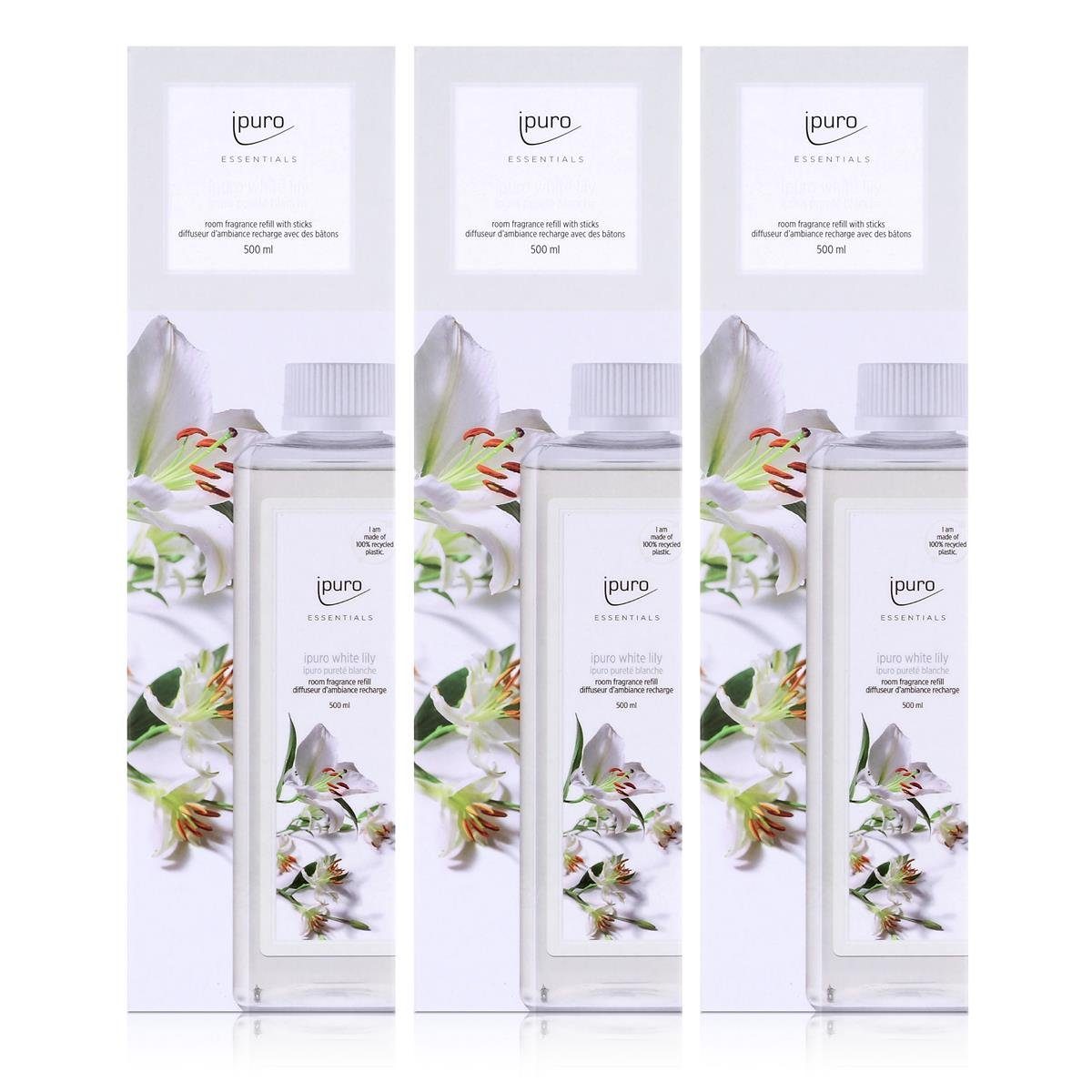IPURO Raumduft Ipuro Essentials white lily Refill 500ml Nachfüllflasche Raumduft (3er