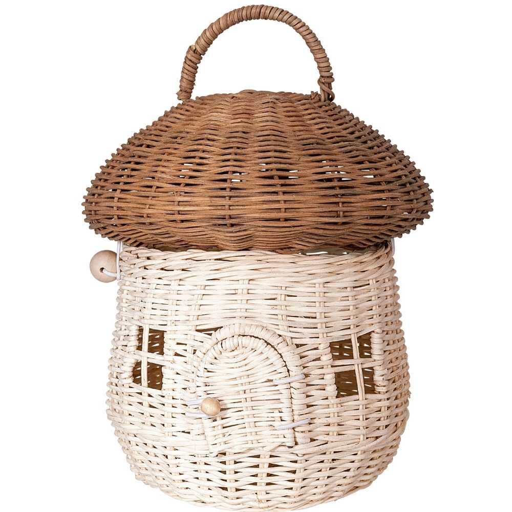 Greengate Aufbewahrungskorb Greengate PILZ Haus Natur Rattan 2-farbig 24x20 cm