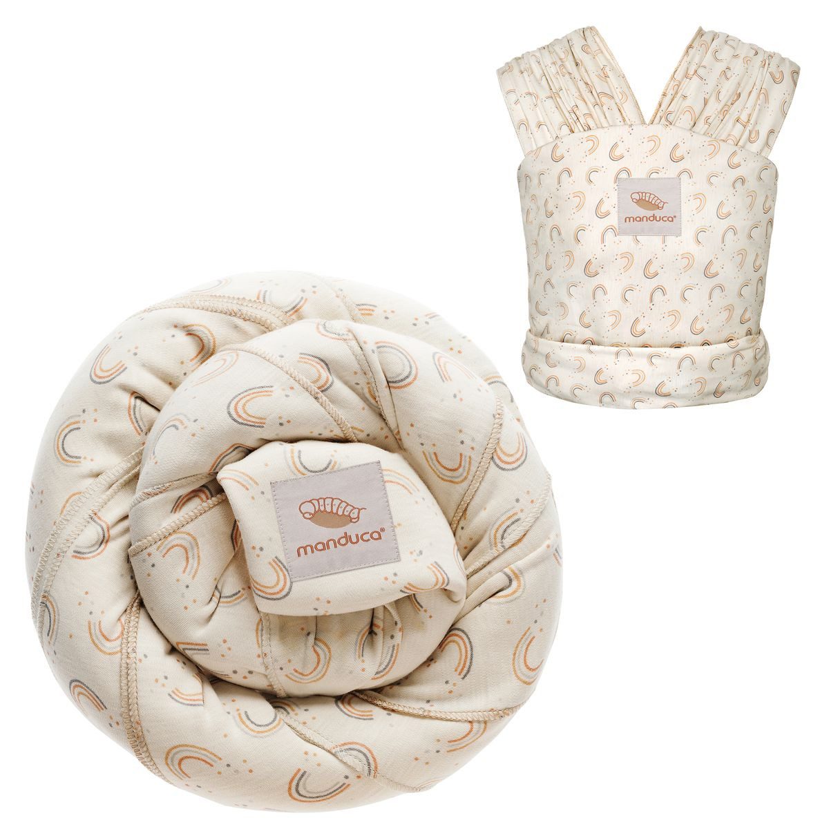 manduca Babytrage Sling - RainbowDay - Sand Print, Babytragetuch 510x60 cm Baby Tragetuch ab Geburt 3,5 - 15 kg Baumwolle